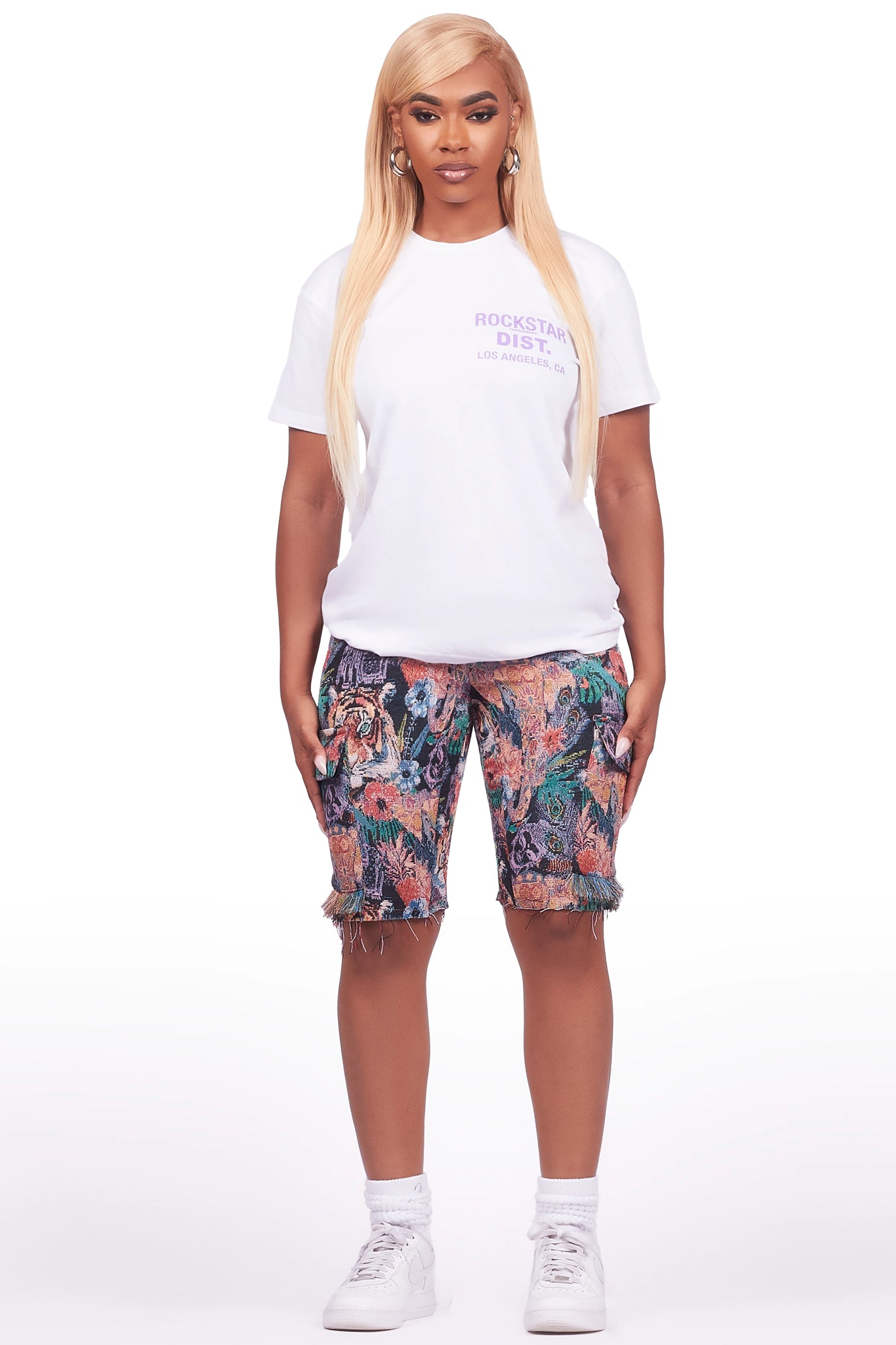 Rena White/Black T-Shirt Short Set