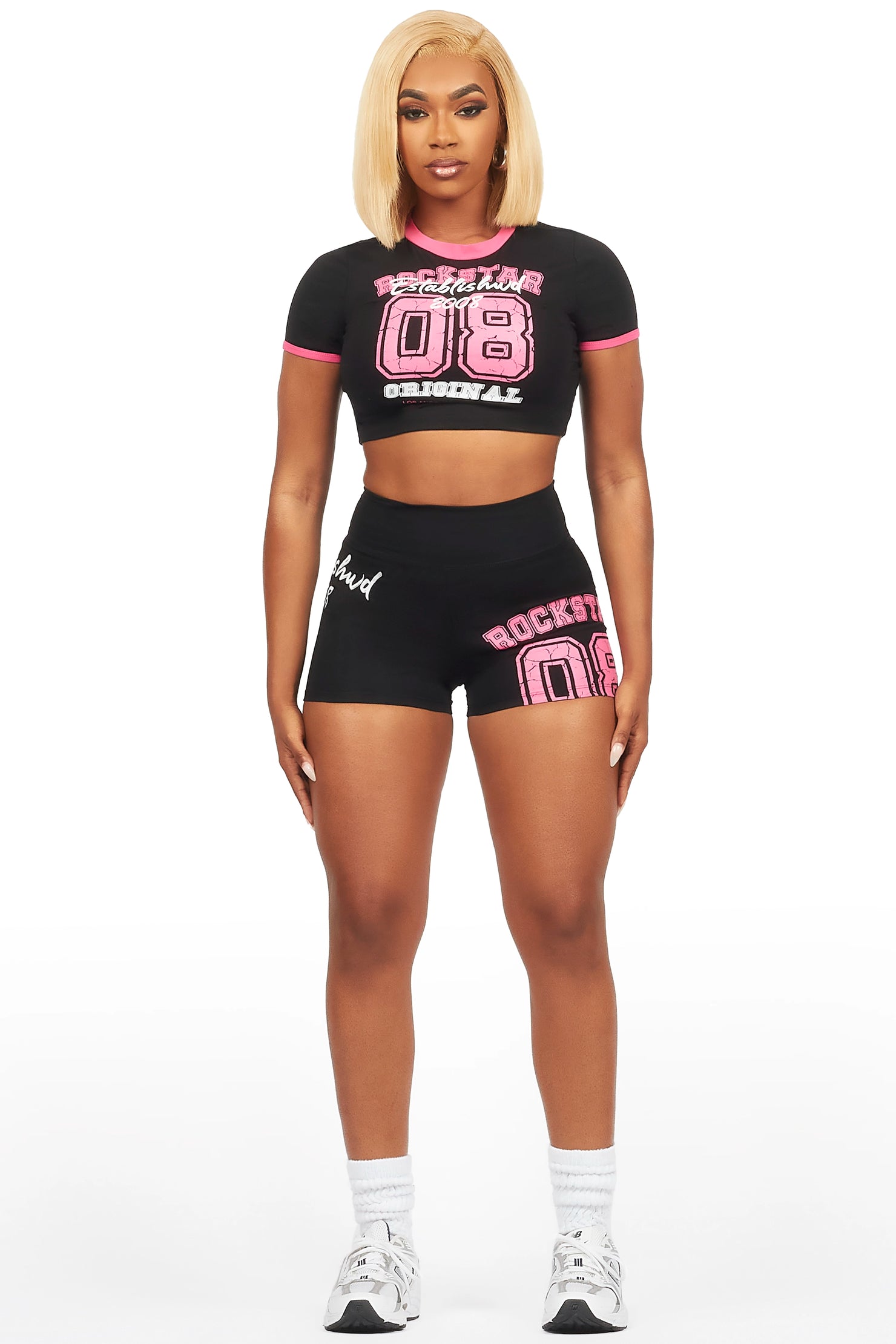 Novena Black Crop Bike Short Set