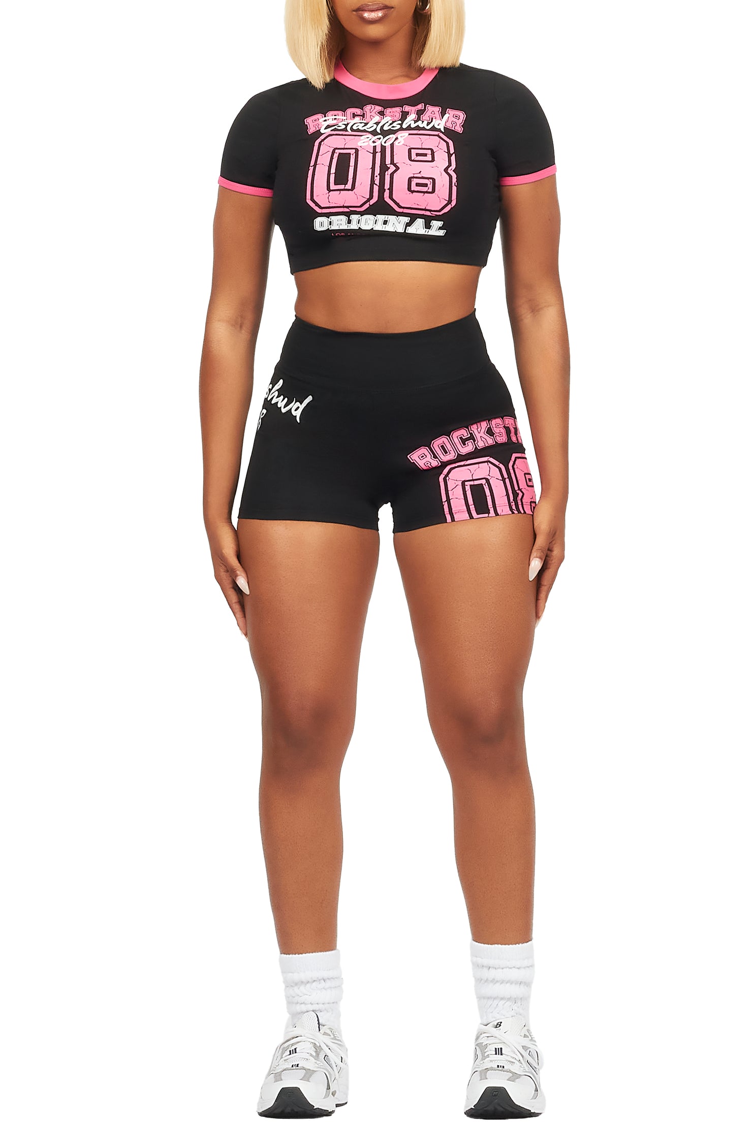 Novena Black Crop Bike Short Set