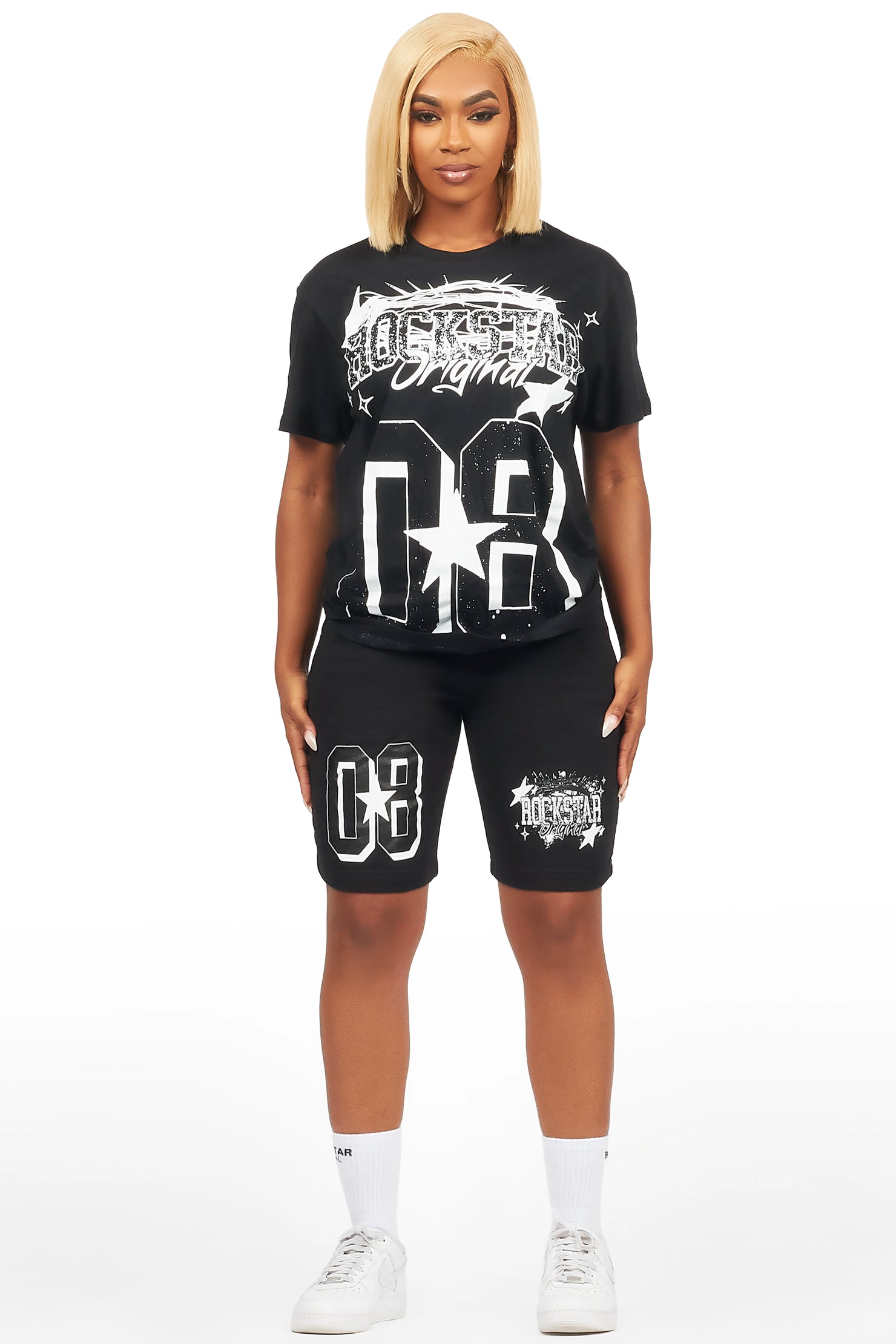 Keah Black T-Shirt Short Set