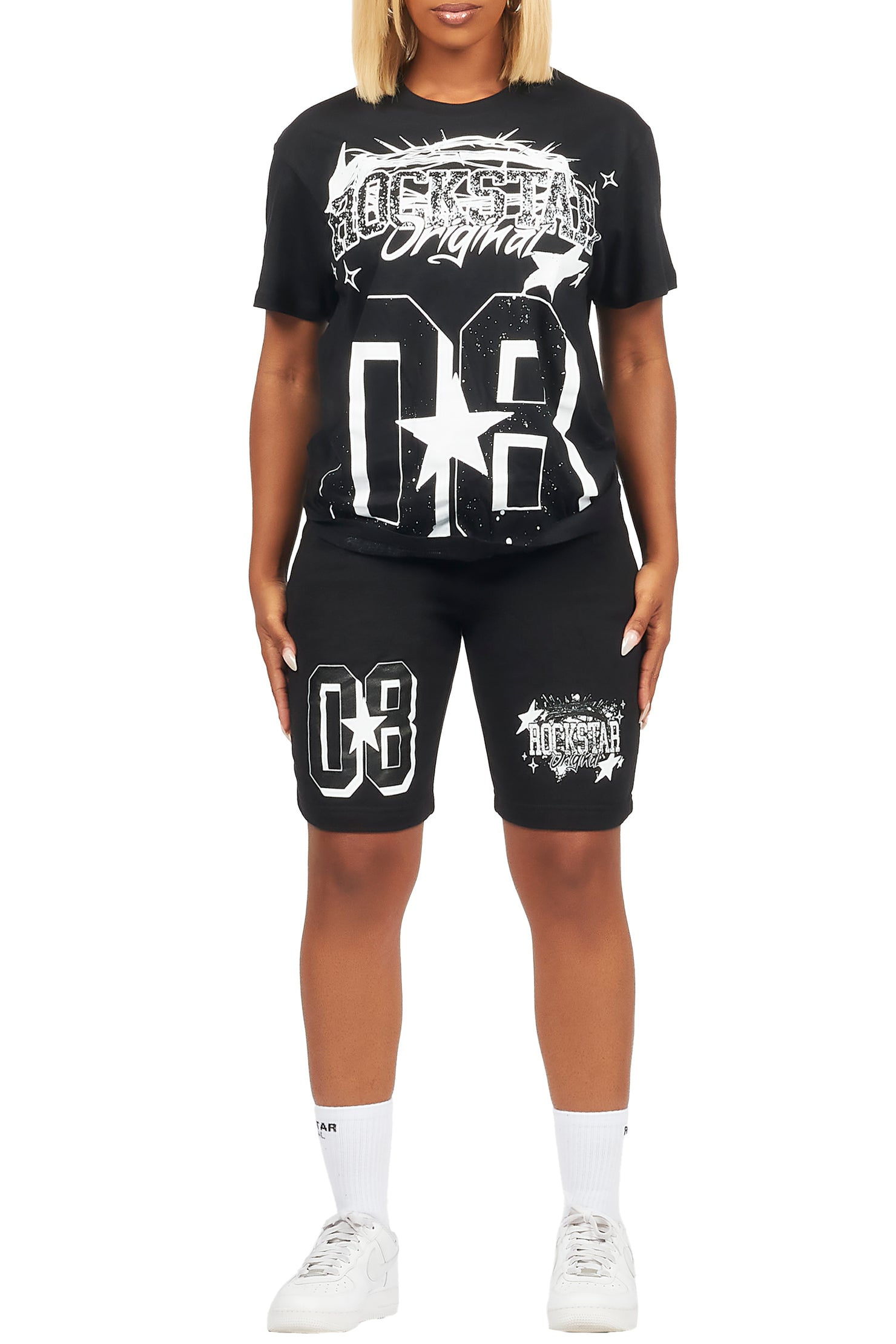 Keah Black T-Shirt Short Set