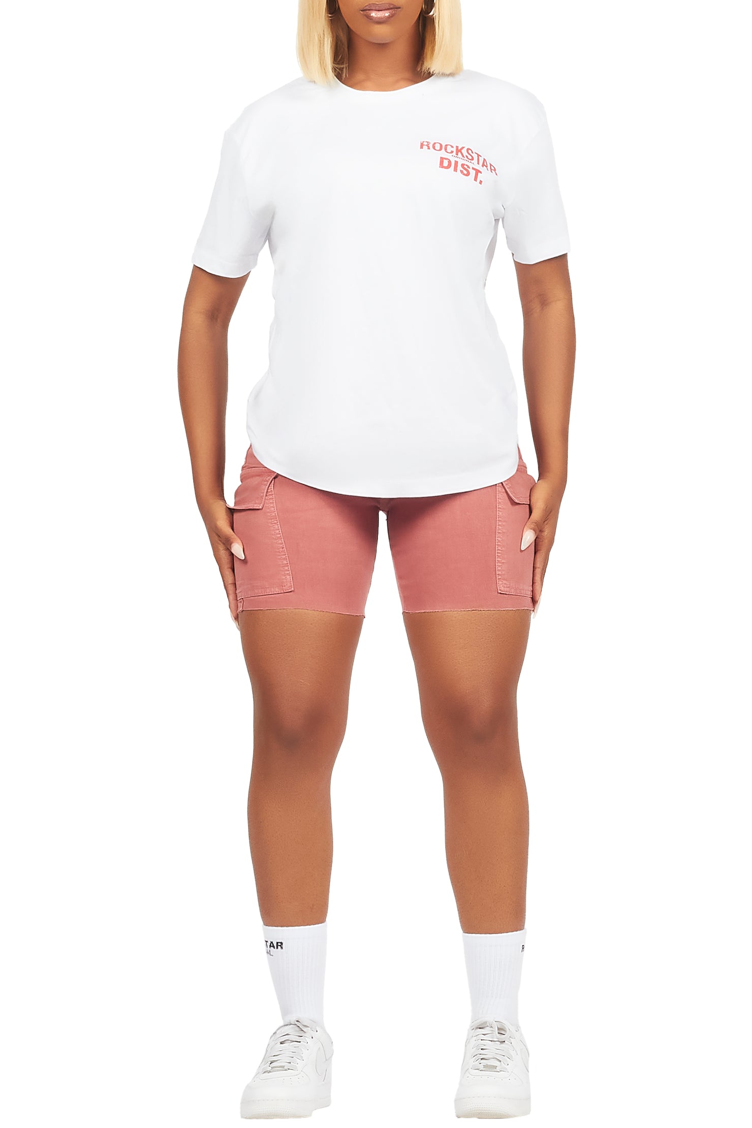 Jakeyia White/Rose Denim Short Set