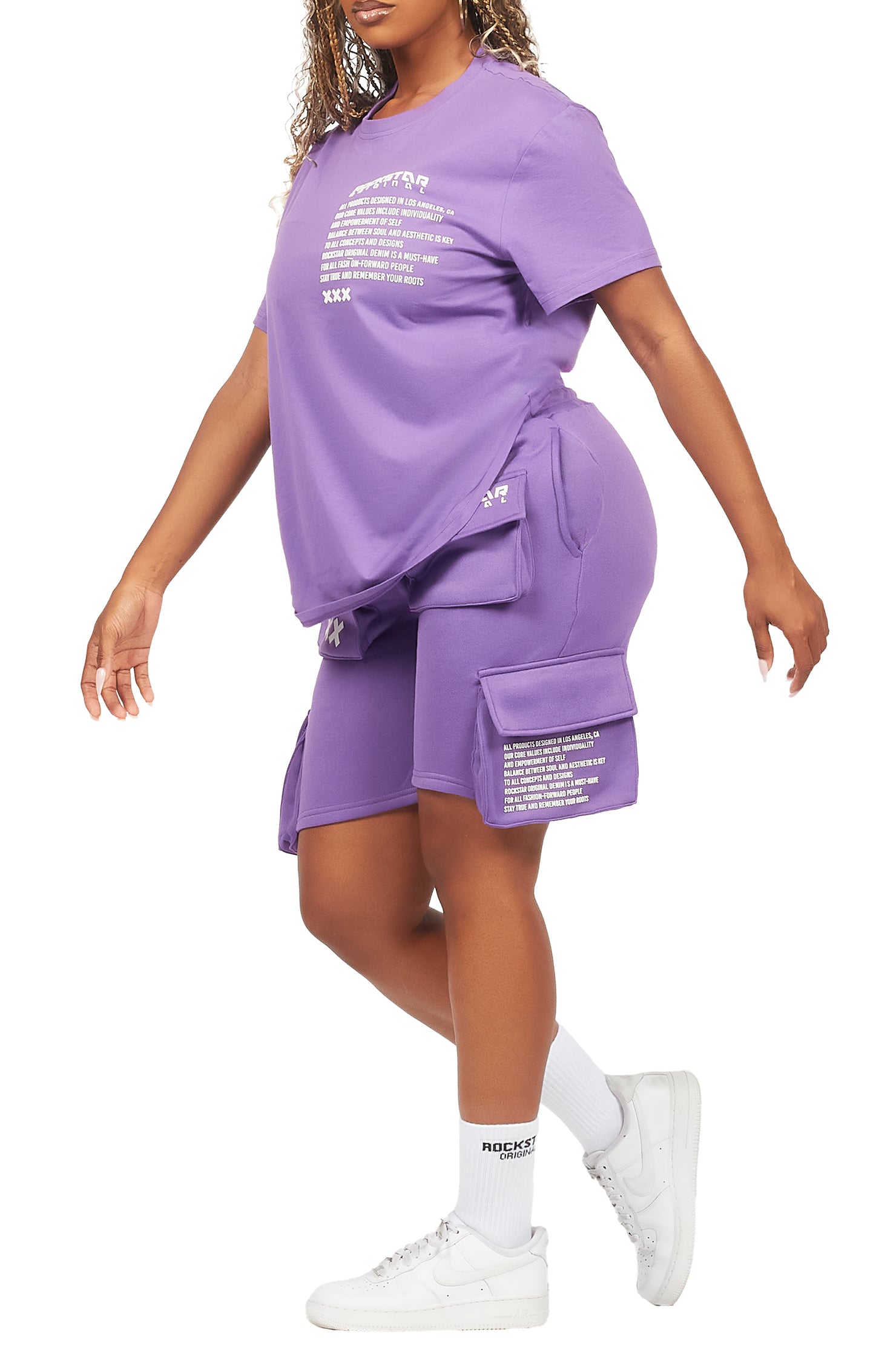 Neusa Purple T-Shirt Cargo Short Set