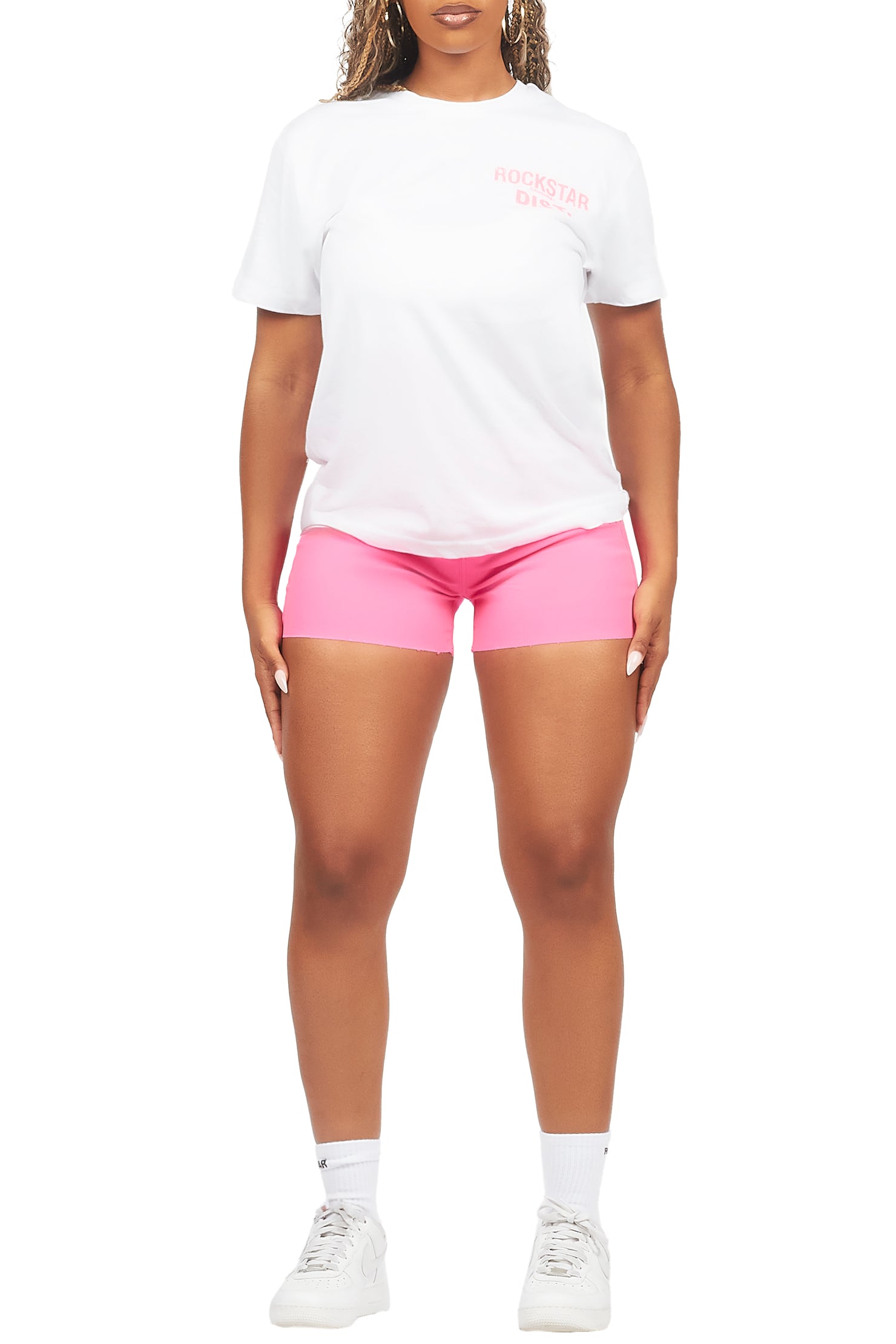Jakeria White/Pink Denim Short Set