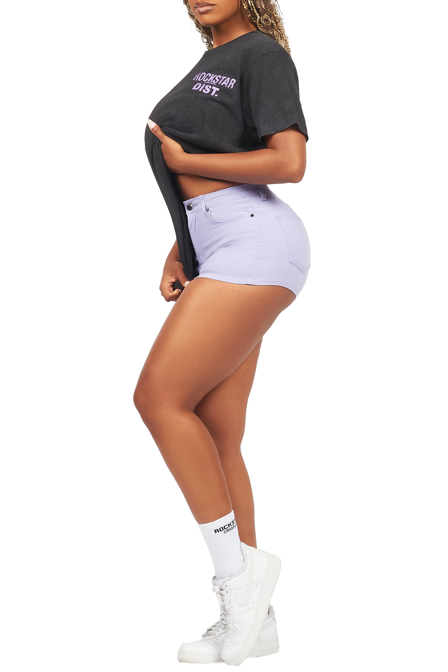 Denae Black/Purple Denim Short Set