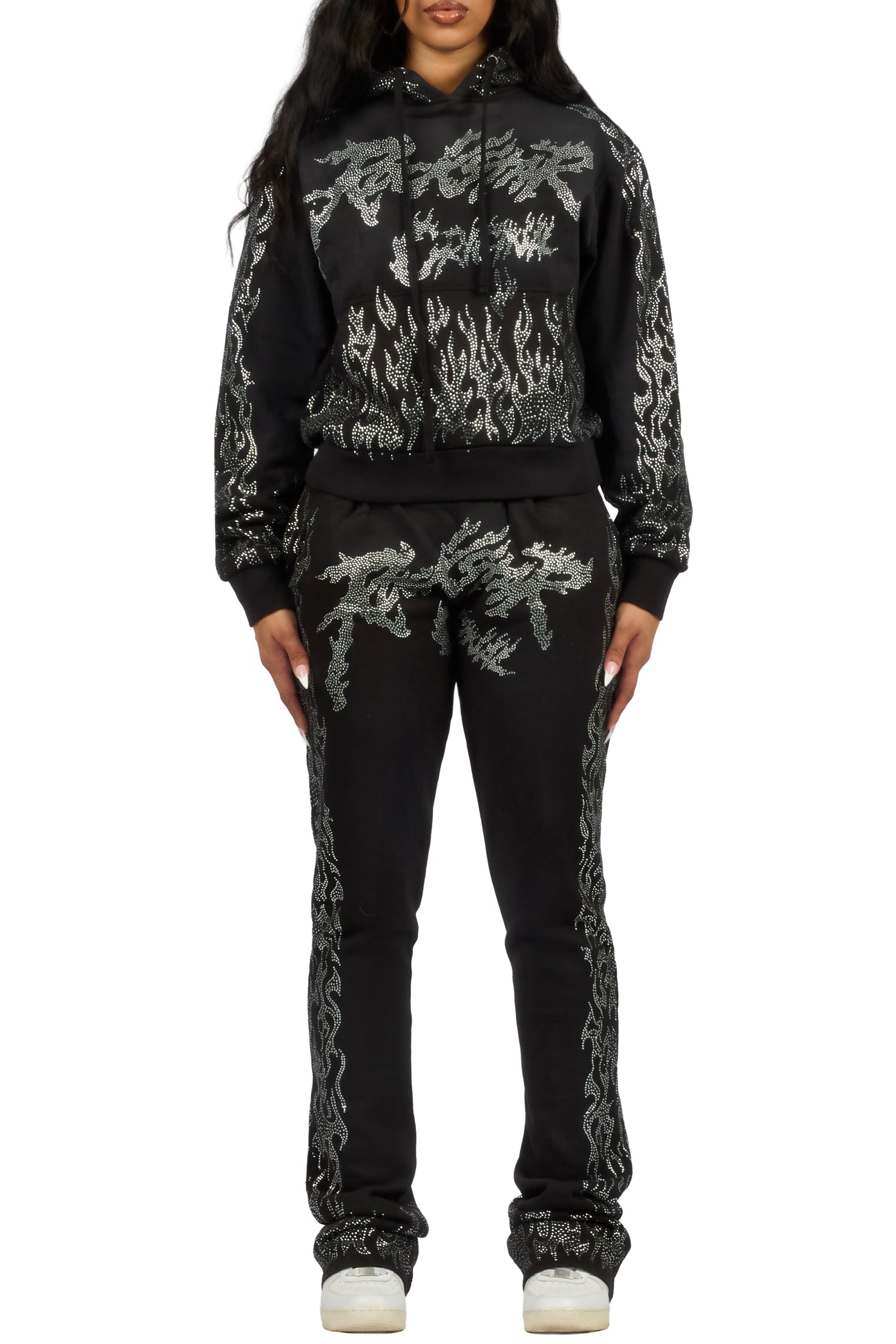 Alaena Black Rhinestone Stacked Trackset