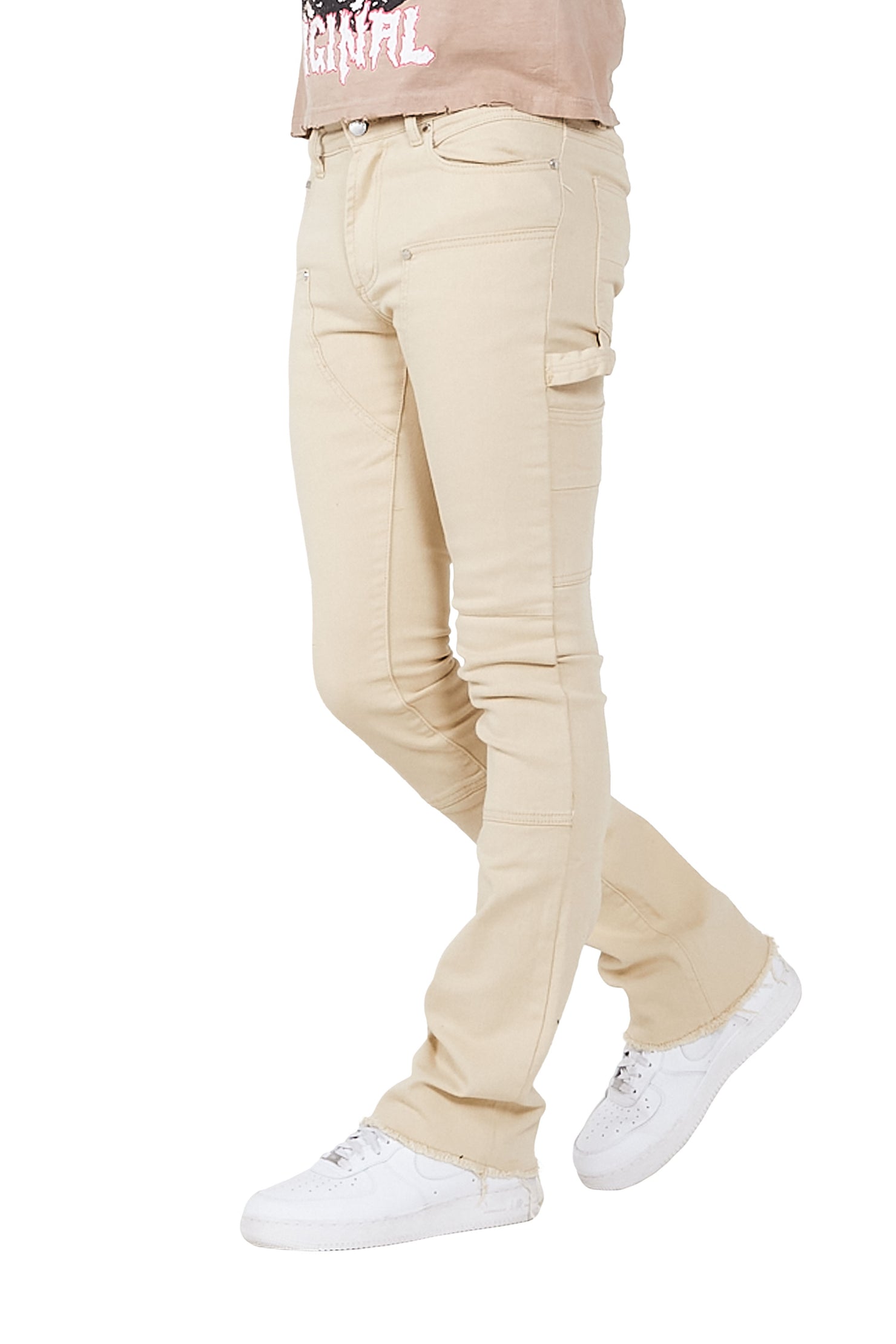 Quartz Beige Stacked Flare Jean
