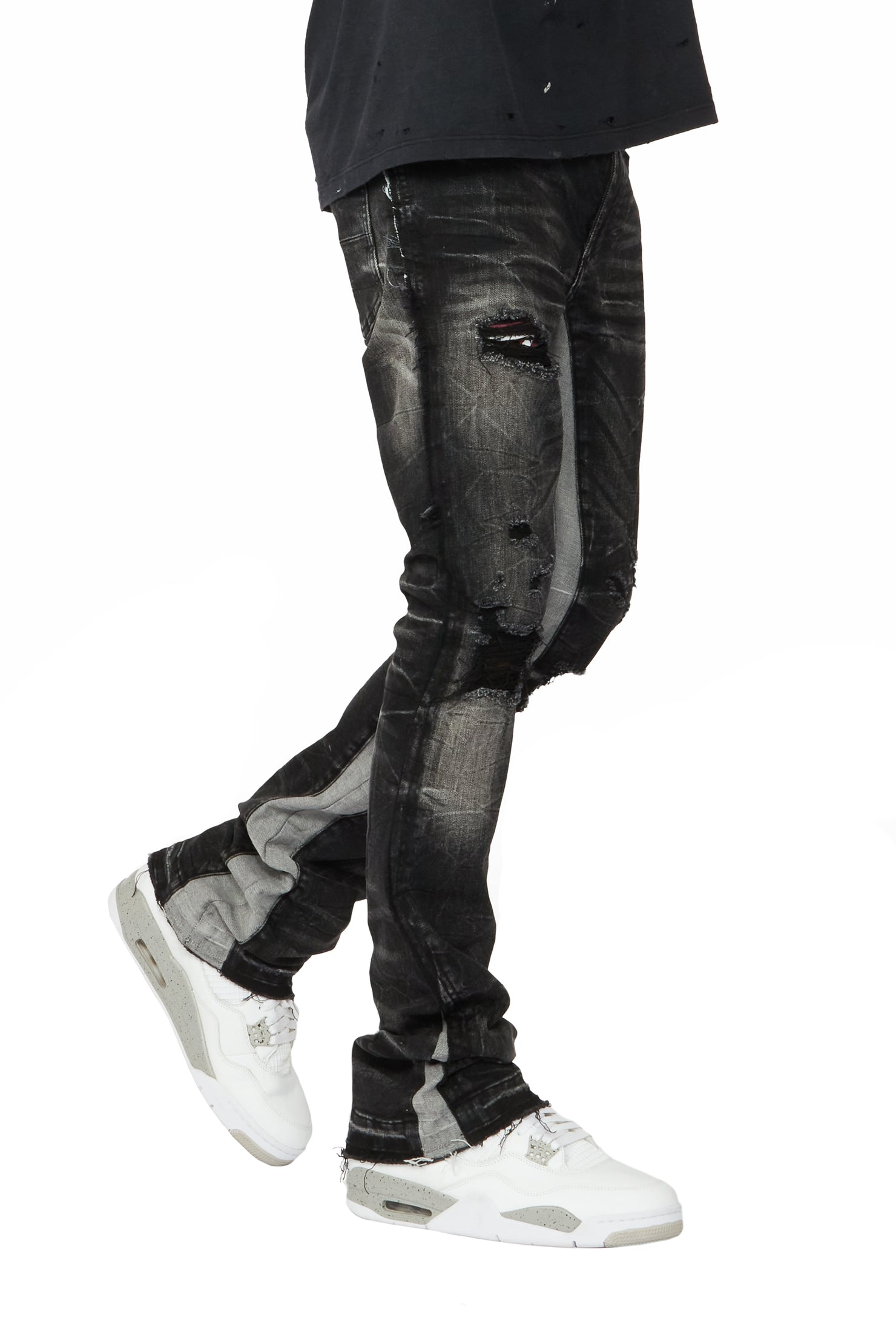 Eugene Stacked Flare Jean-Black