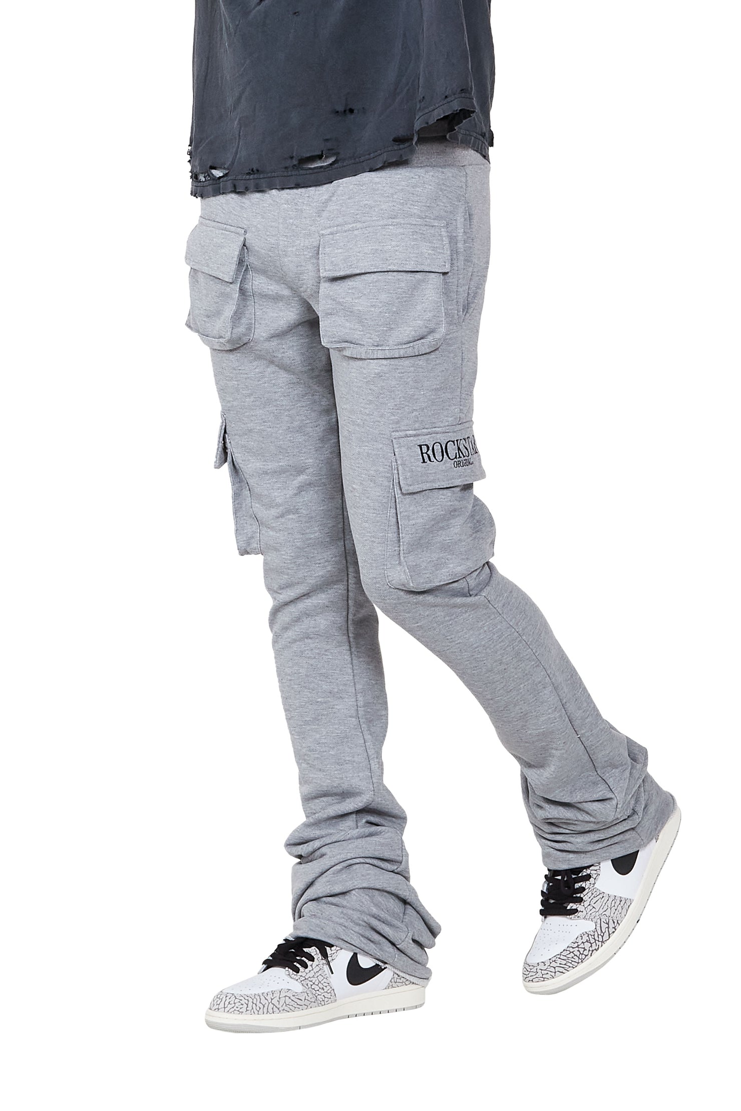 Eloise Heather Grey Stacked Flare Pants