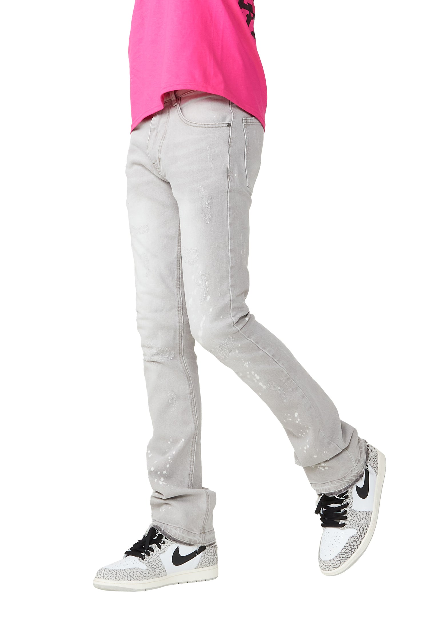 Oddie Grey Stacked Flare Jean