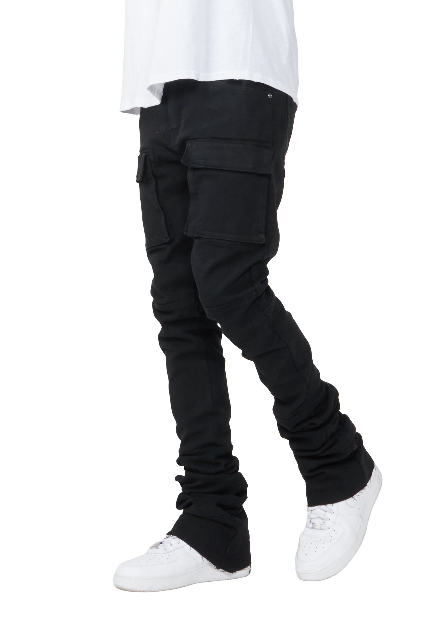 Nello Black Super Stacked Flare Jean