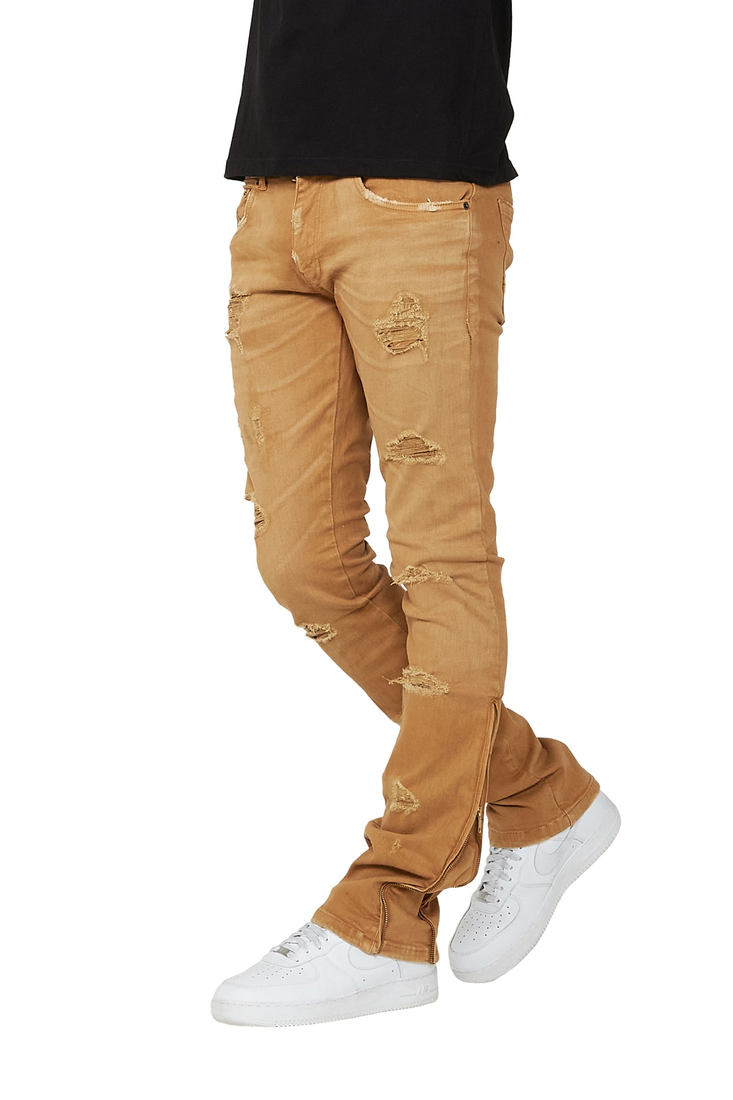 Ezio Gold Stacked Flare Jean
