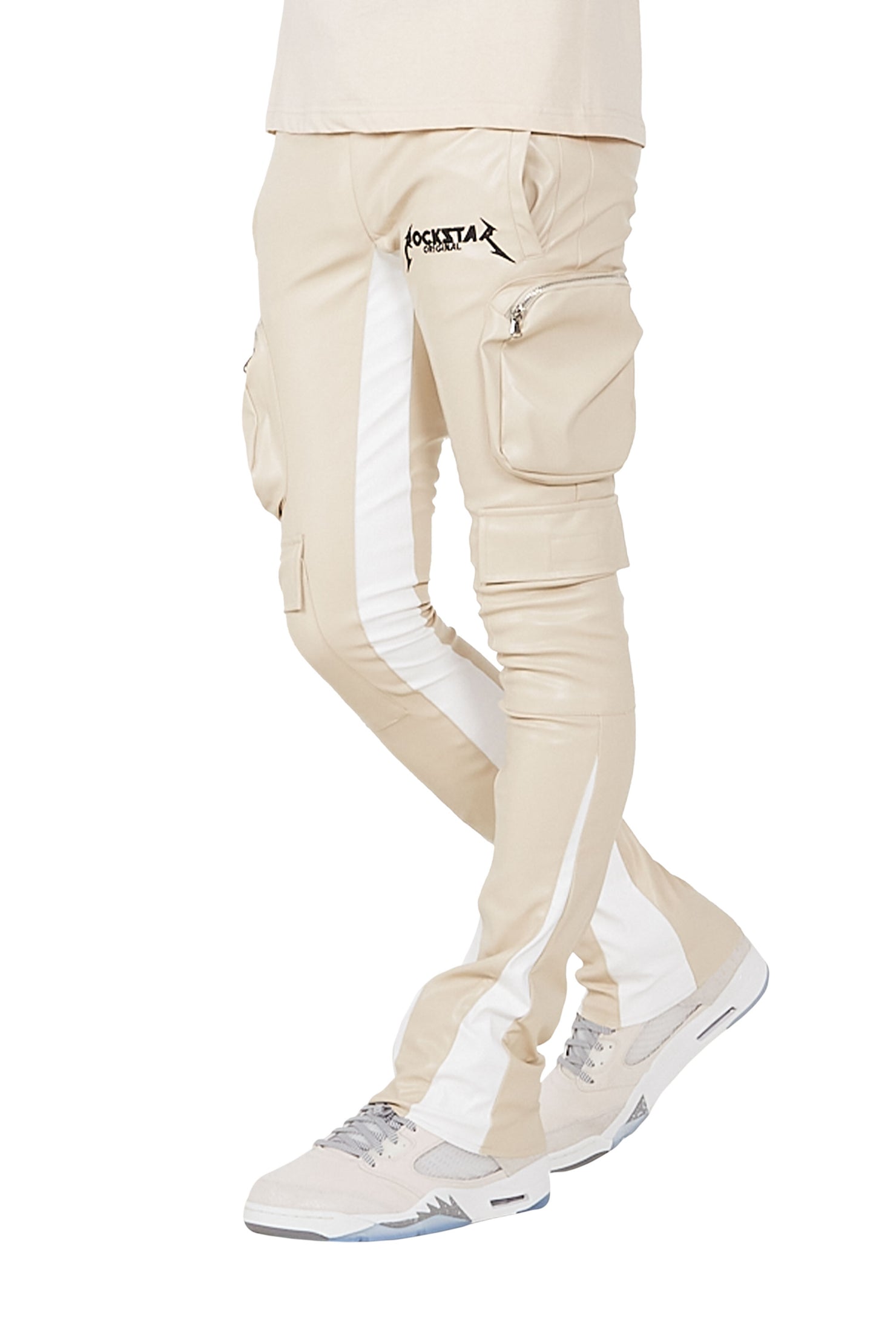 Lawson Beige/White Stacked Flare Pants