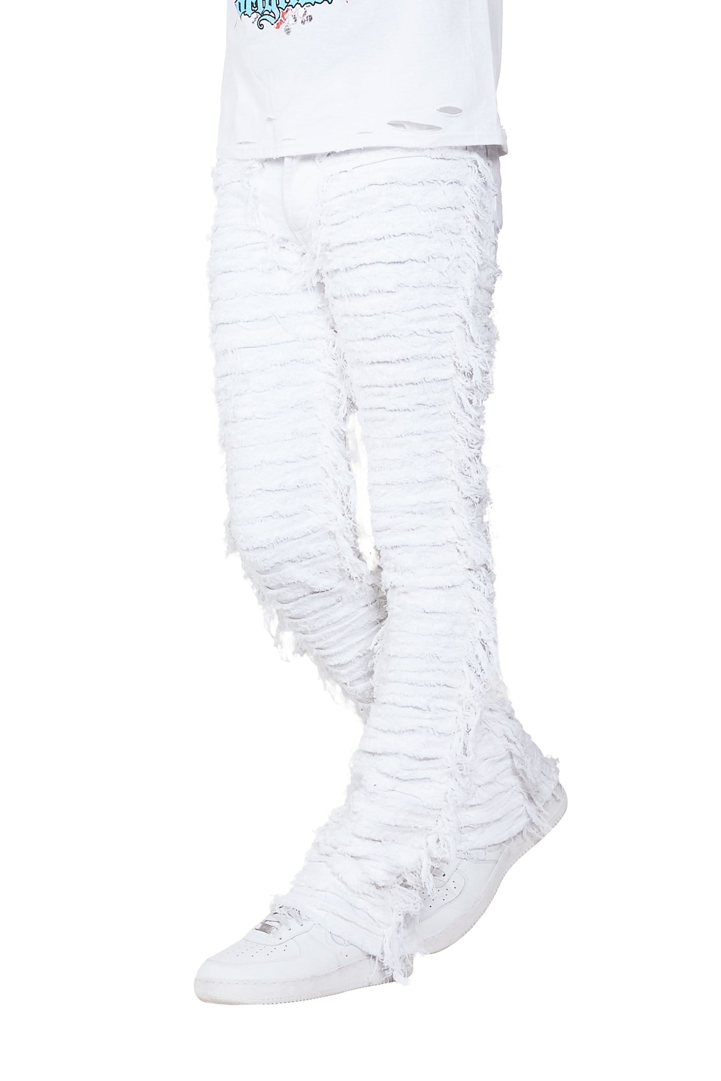 Baelor White Stacked Flare Jean