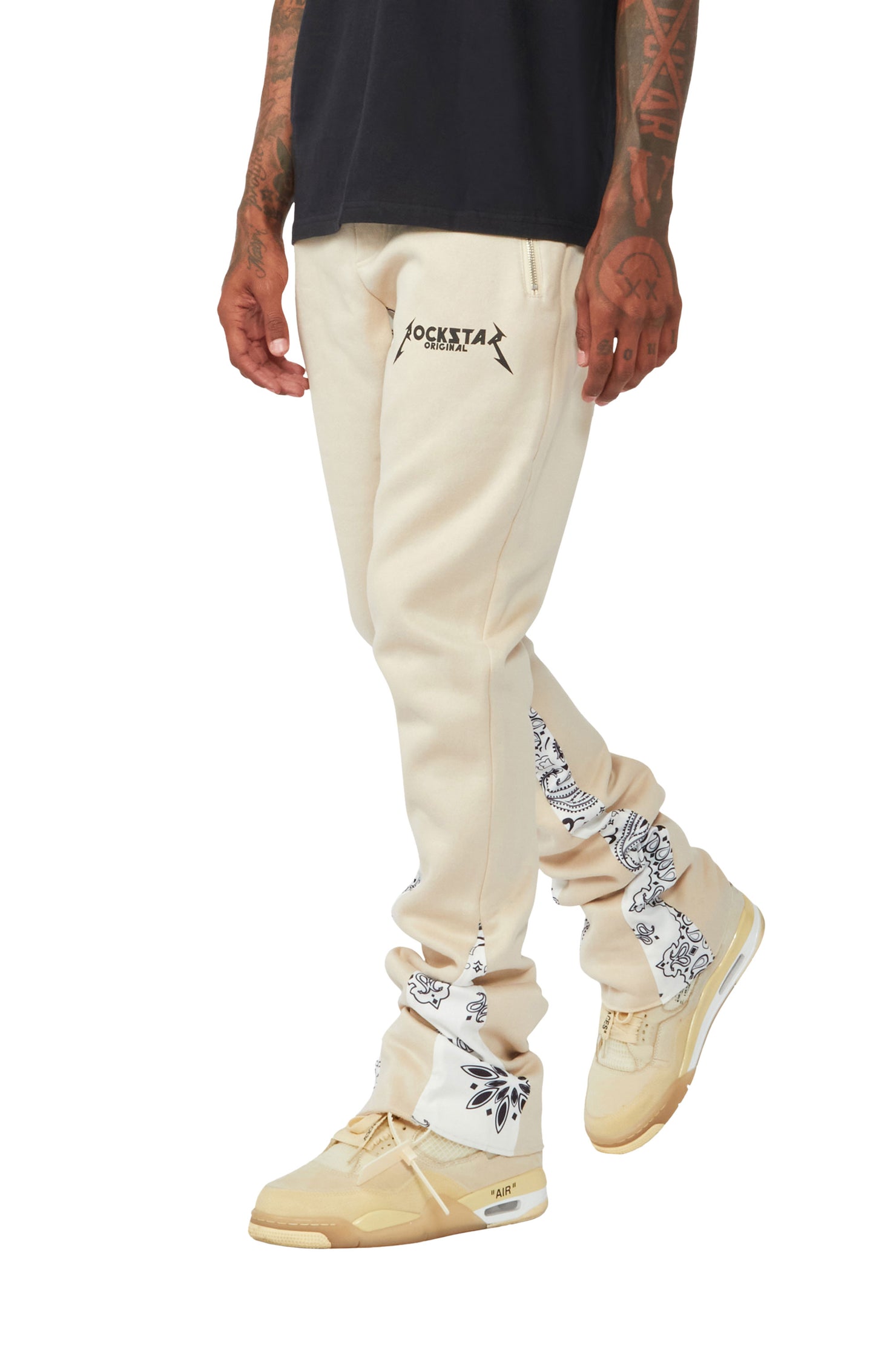 Everest Beige/Bandana White Stacked Flare Track Pant