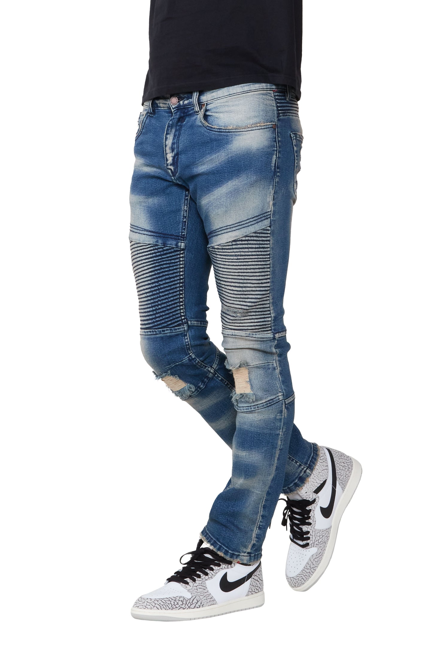 Isah Blue Biker Slim Fit Jean