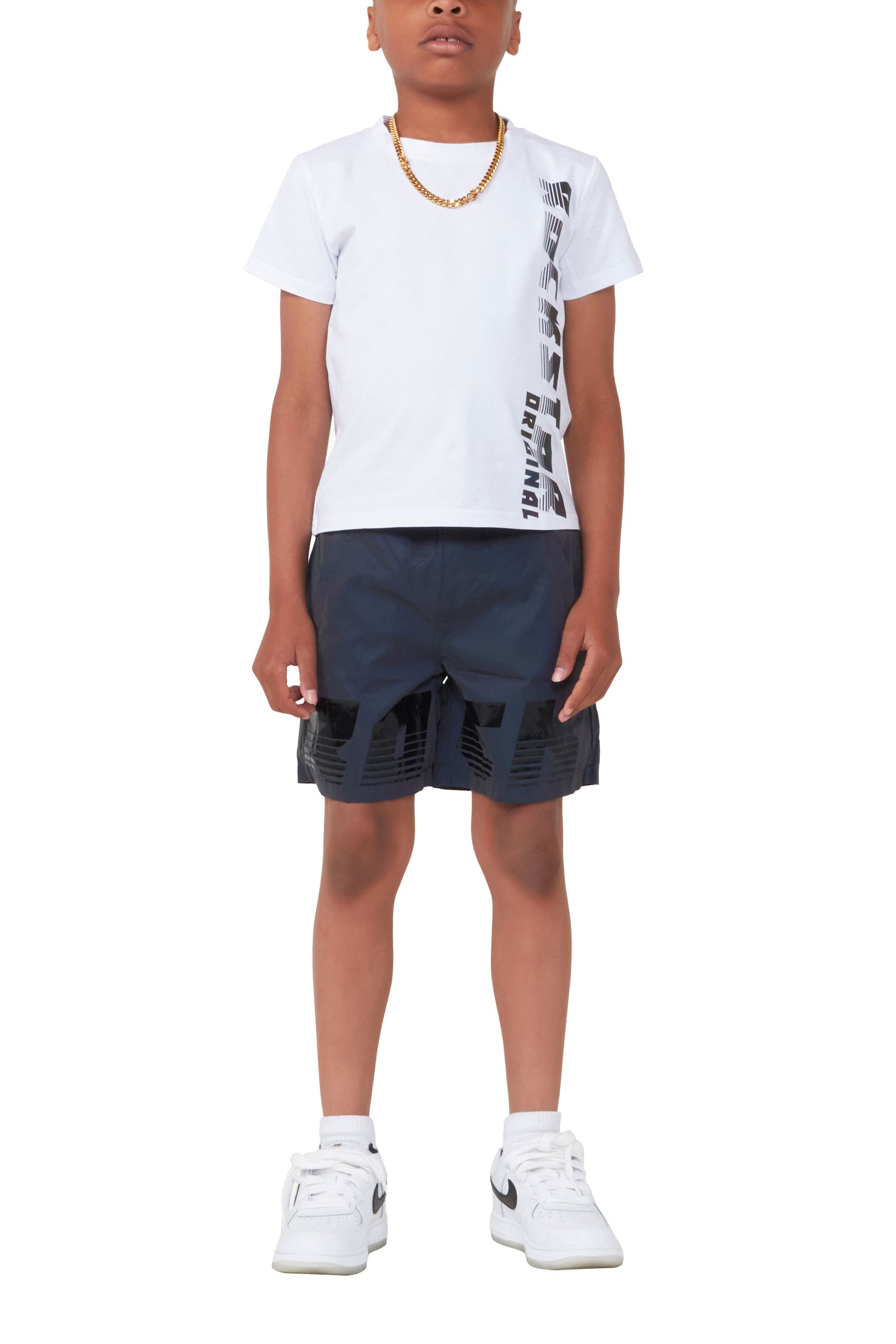 Boys Xadrian White T Shirt Short Set