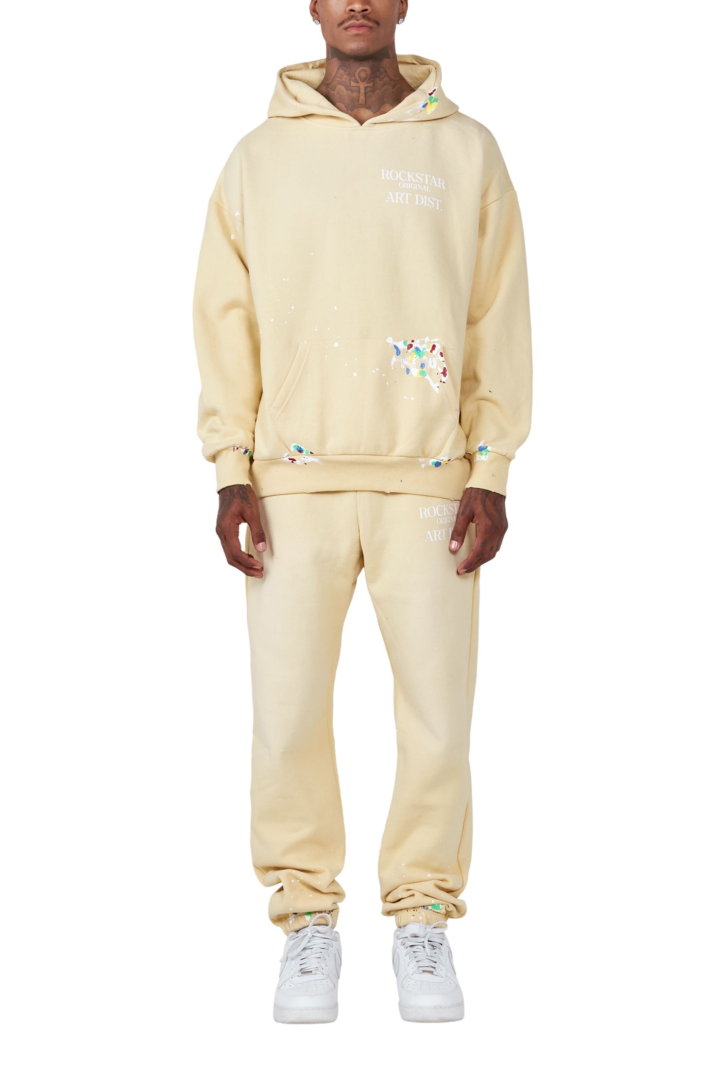 Rockstar Art Dist. Yellow Graphic Hoodie Track Set