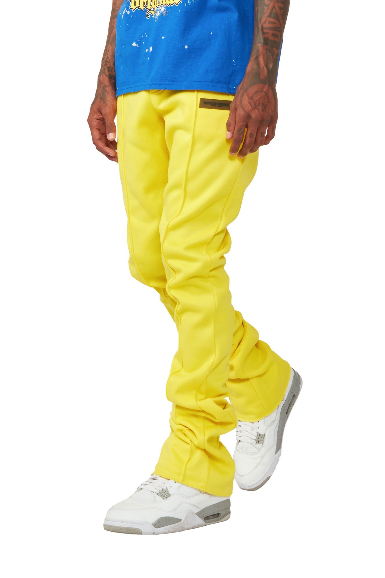 Branson Yellow Stacked Flare Trackpant