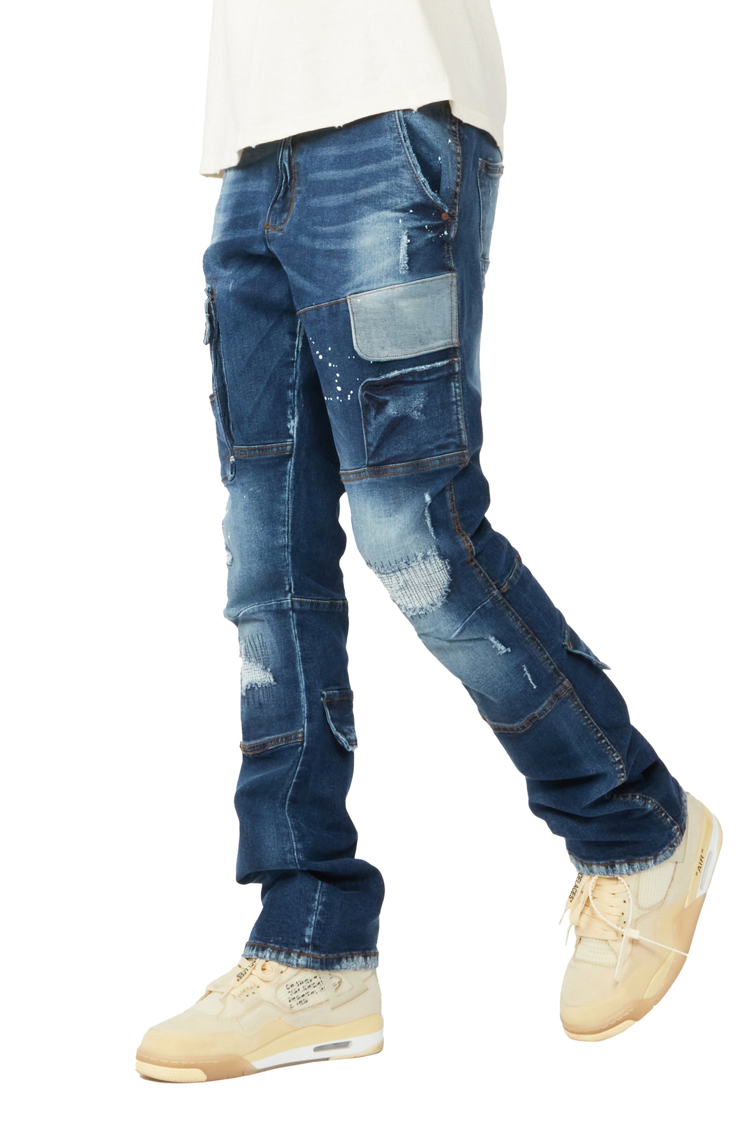 Gannon Dark Blue Stacked Flare Jean