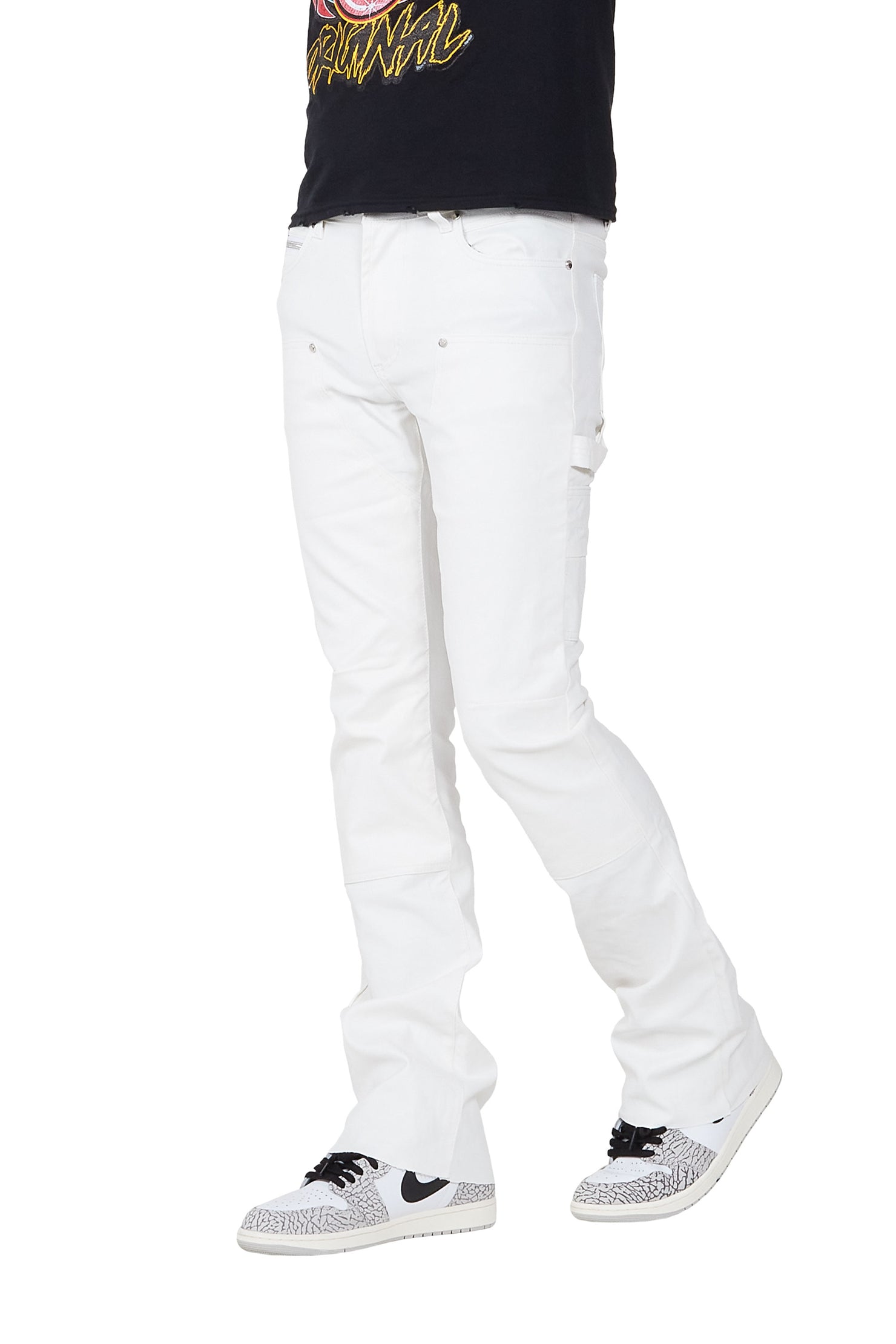 Quartz White Coated Stacked Flare Jean