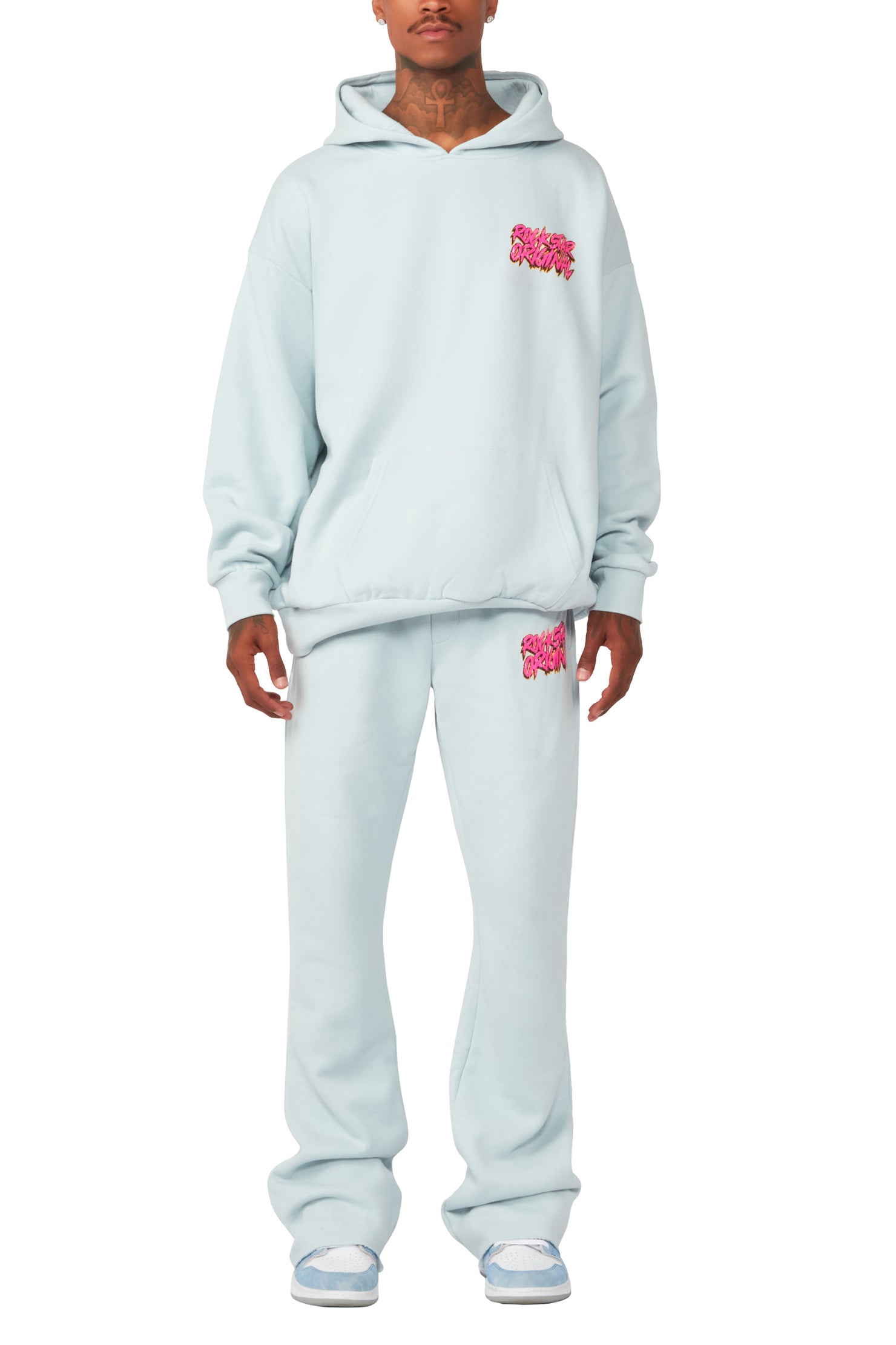 Clava Sky Blue Oversized Hoodie/Flare Trackset