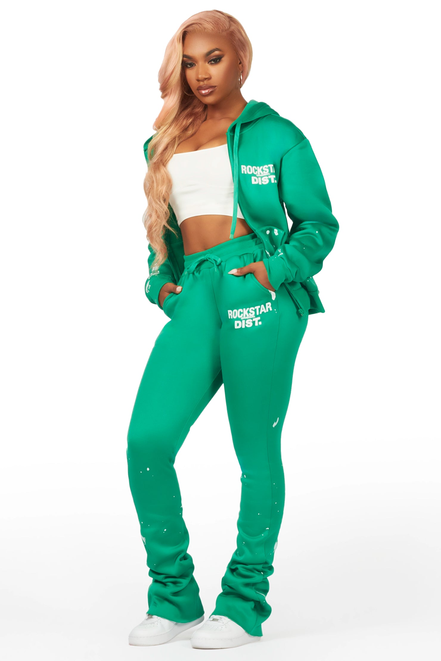 Halloway Green Zip Up Super Stacked Trackset