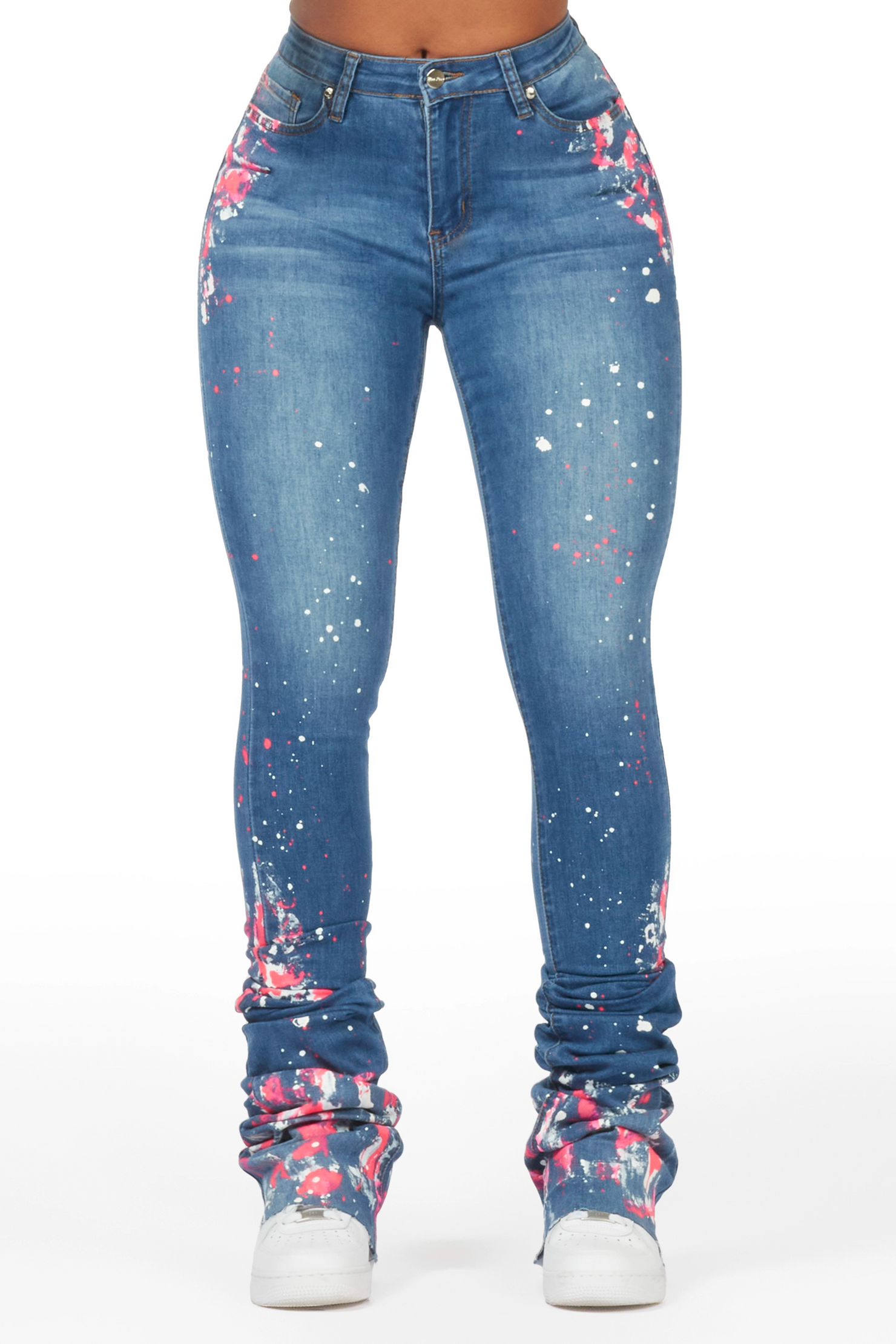 Tyshia Med. Wash Painted Super Stacked Jean