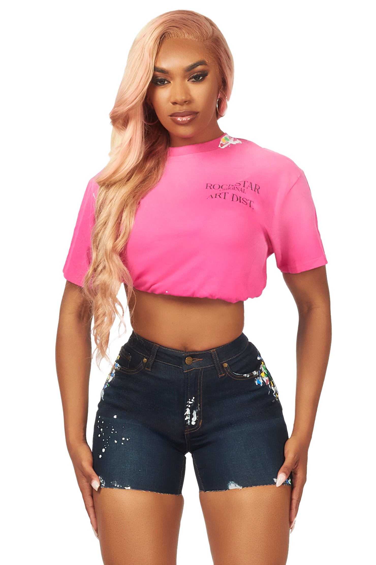 Samiyyah Pink/Blue Denim Short Set