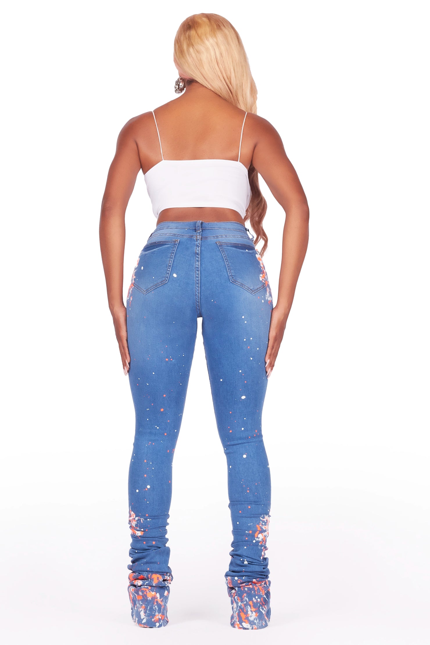 Khalia Med. Wash Painted Super Stacked Jean
