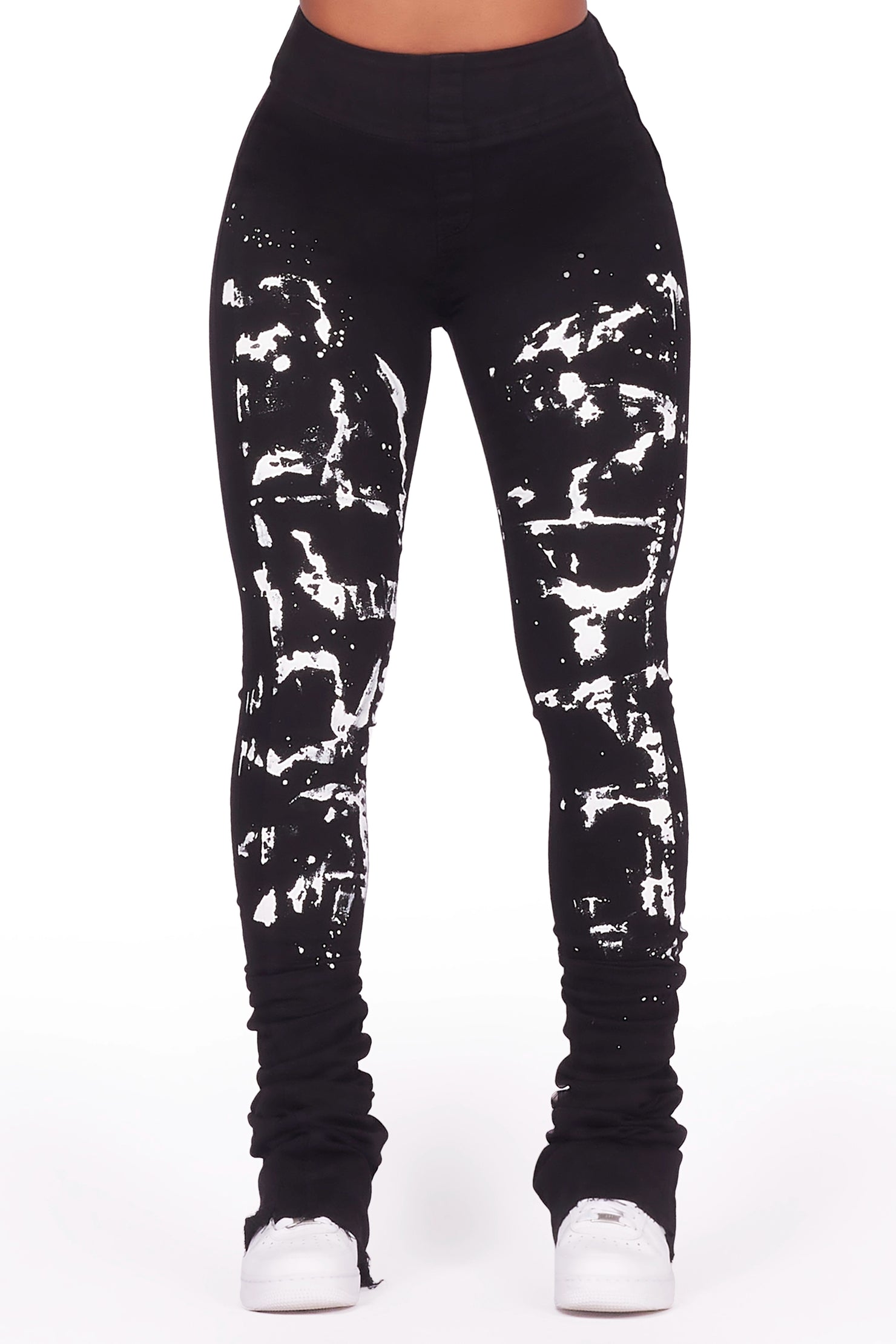 Kaya Black Painted Super Stacked Jean