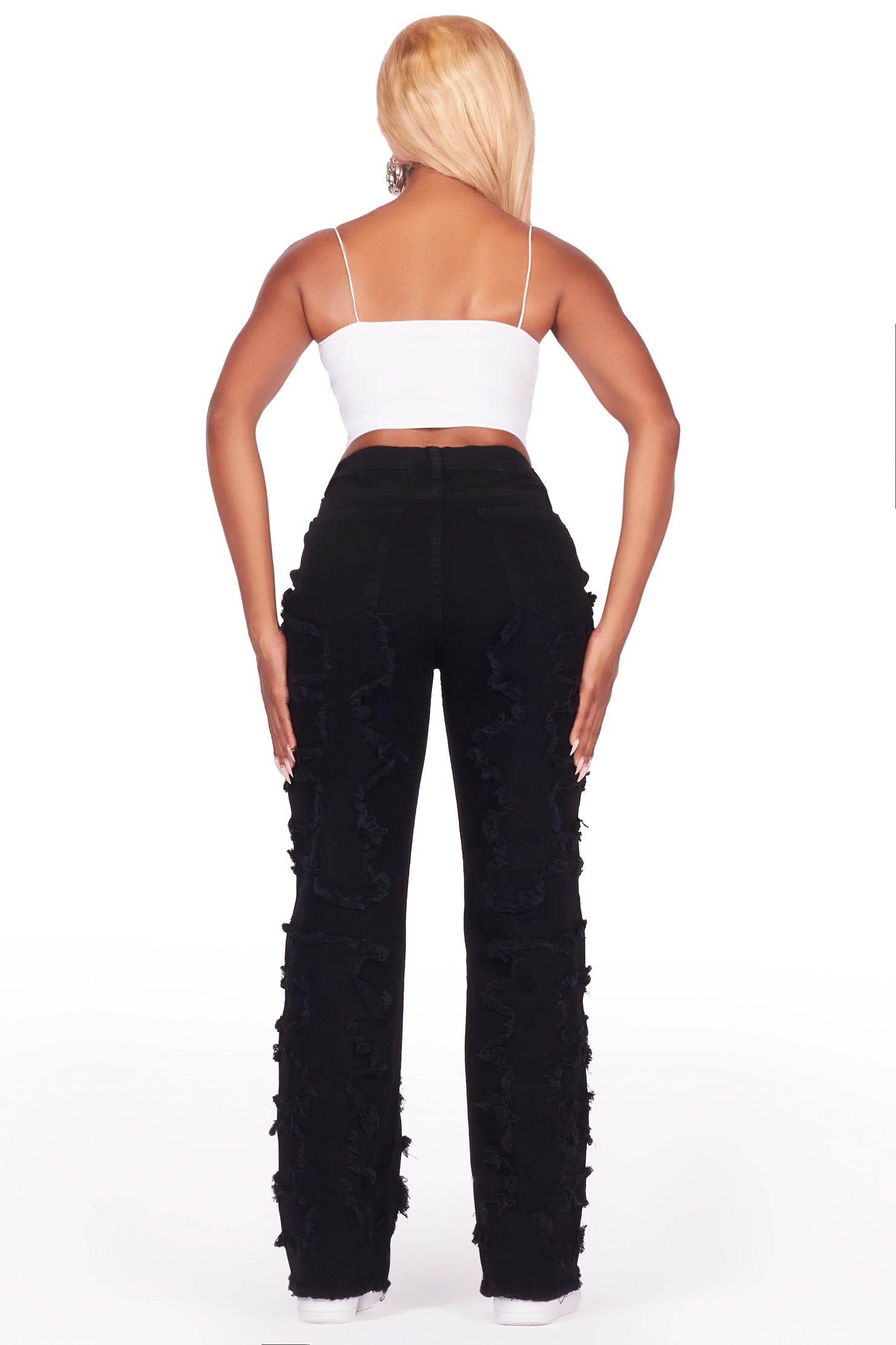 Jhourney Black Baggy Stacked Jean