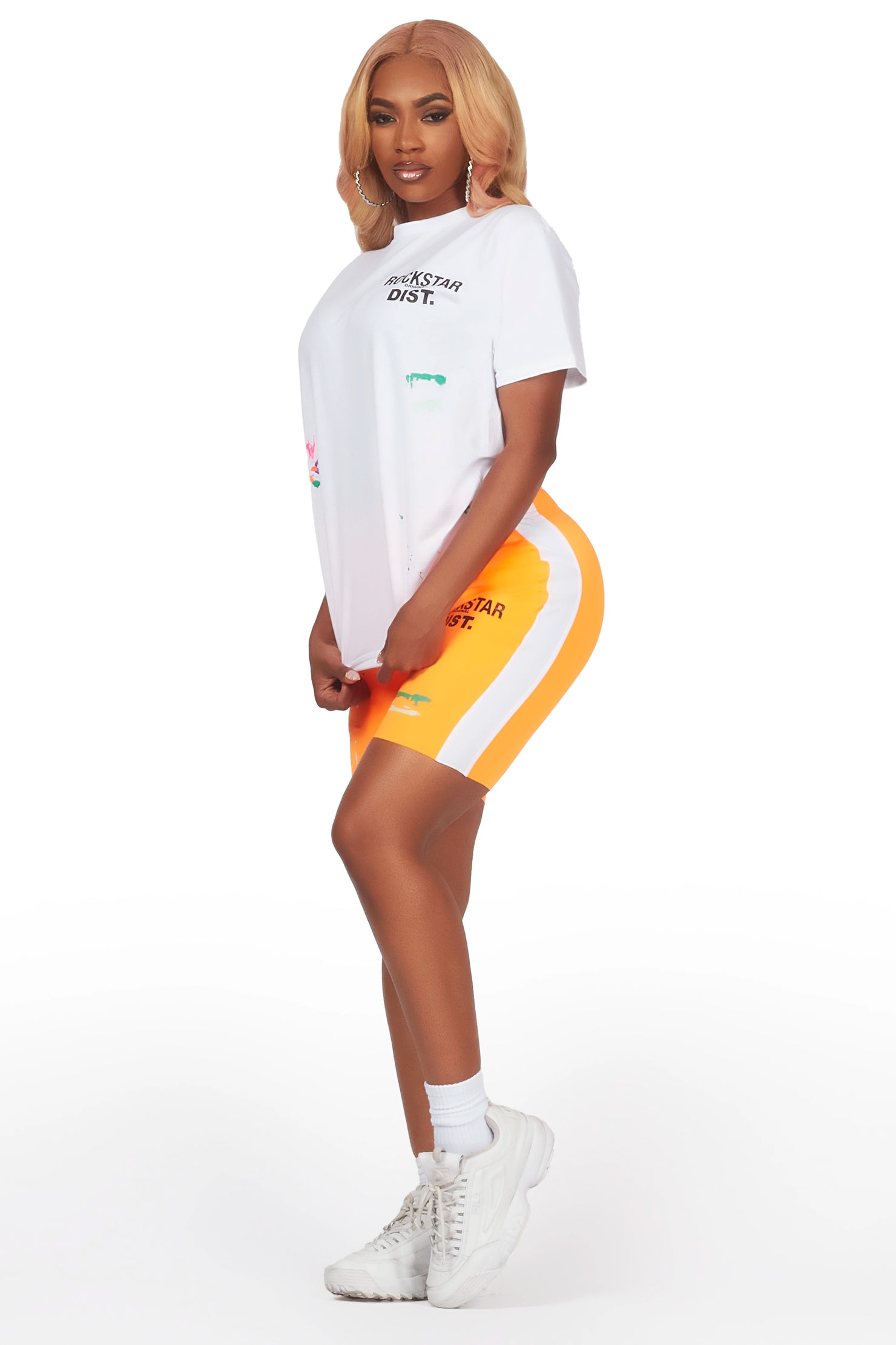 Deshauna White/Orange Short Set