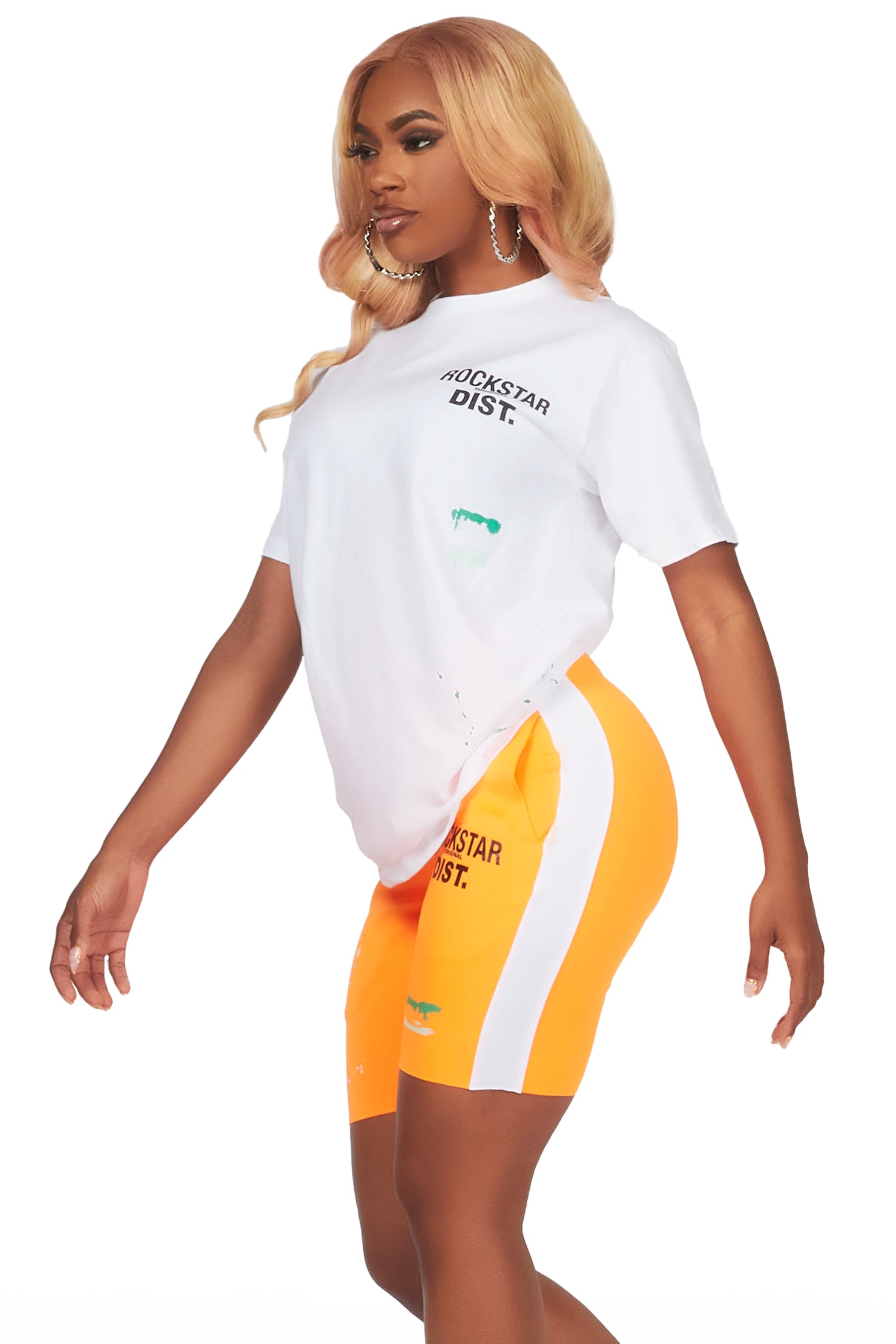 Deshauna White/Orange Short Set