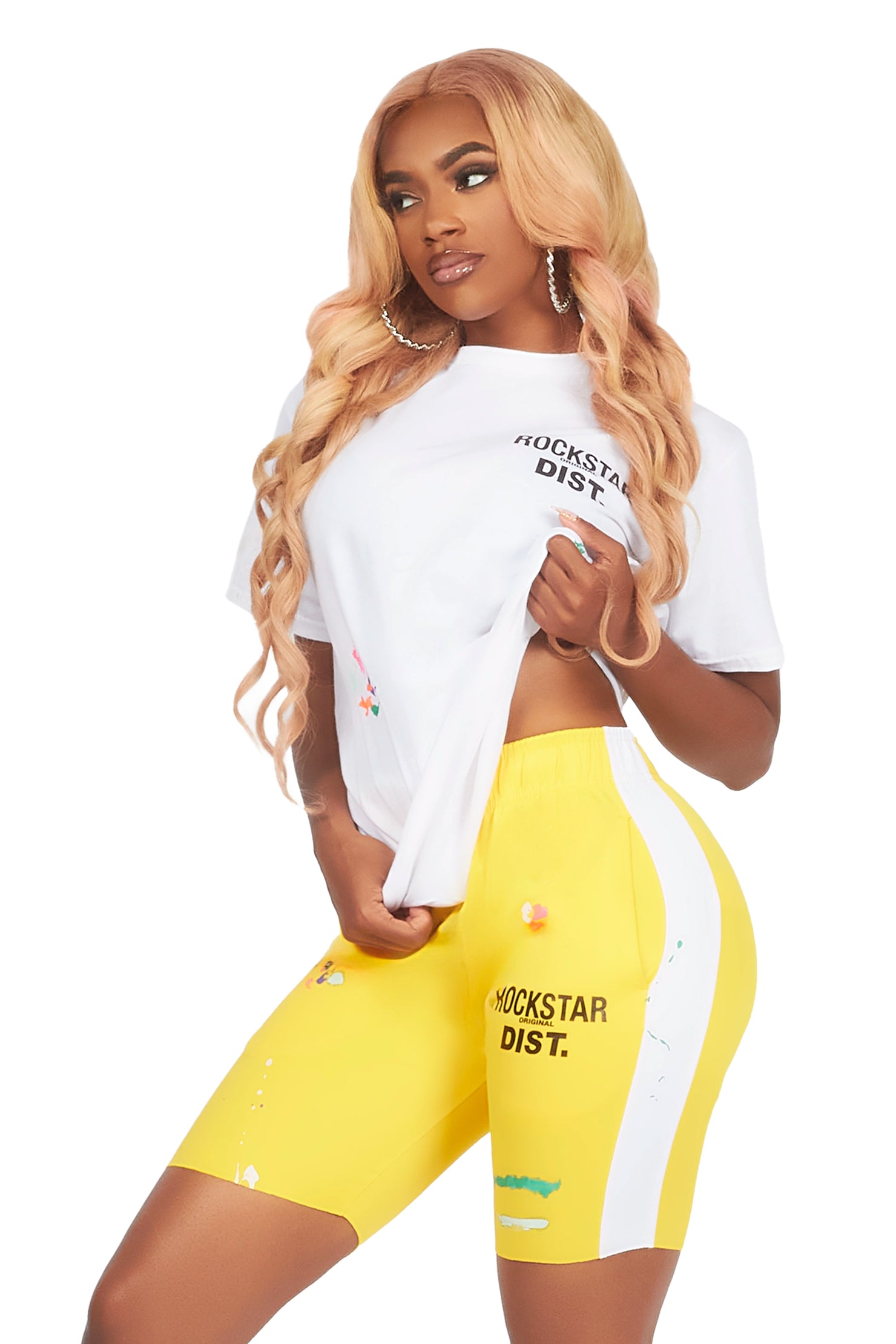 Deshauna White/Yellow Short Set