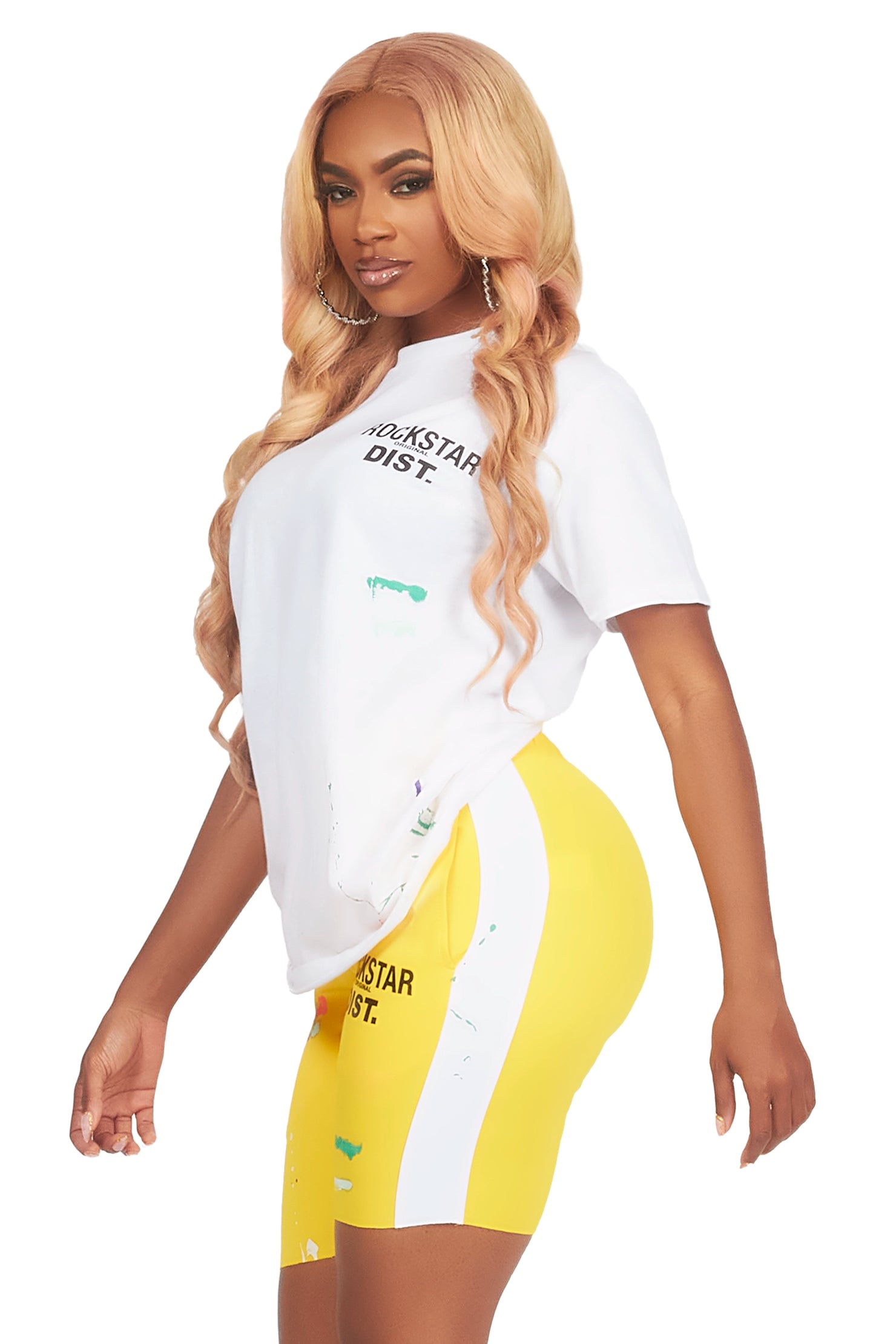 Deshauna White/Yellow Short Set