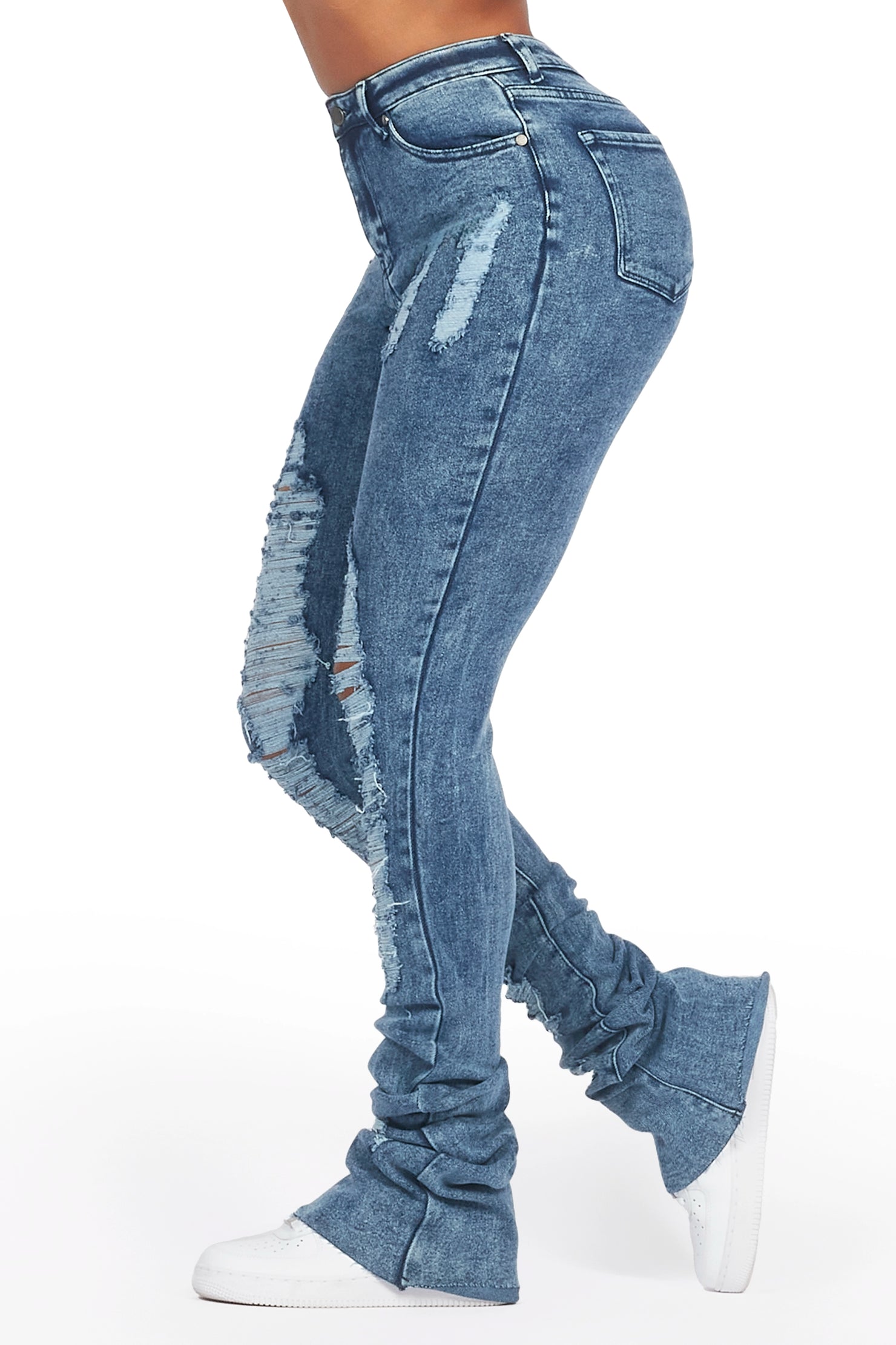 Got A Crush Dark Acid Distressed Super Stacked Jean