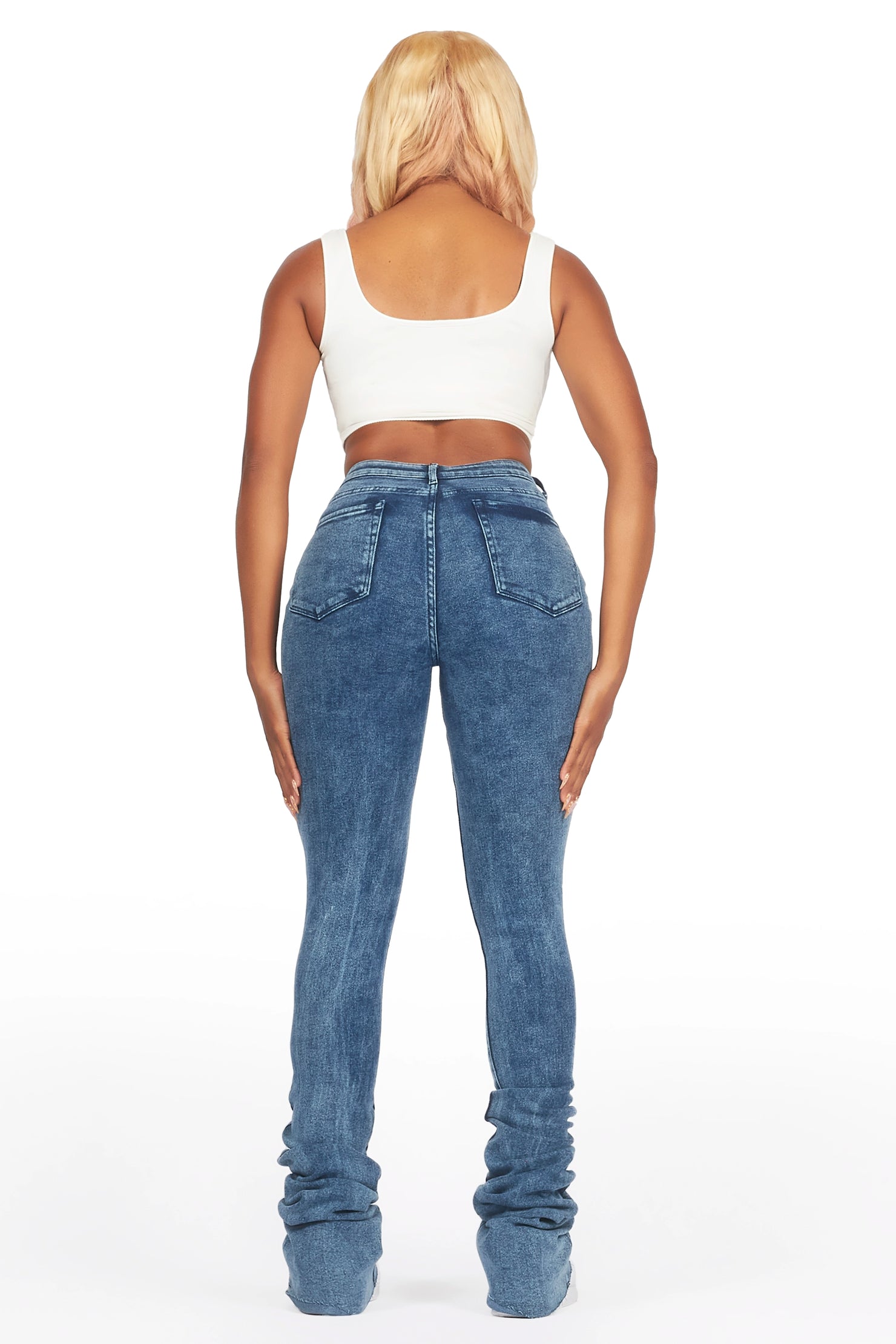 Got A Crush Dark Acid Distressed Super Stacked Jean