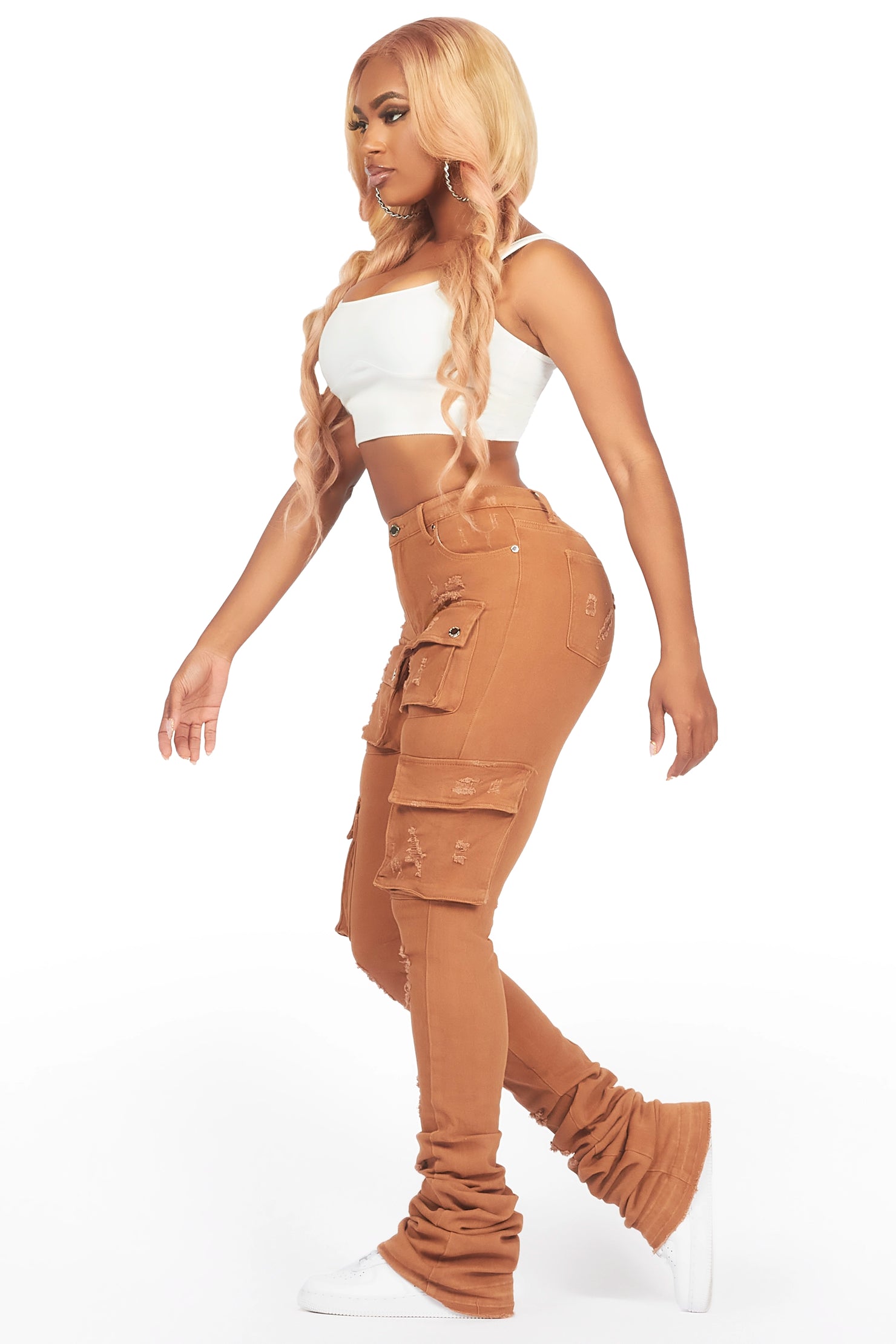 Noor Tan Cargo Super Stacked Jean