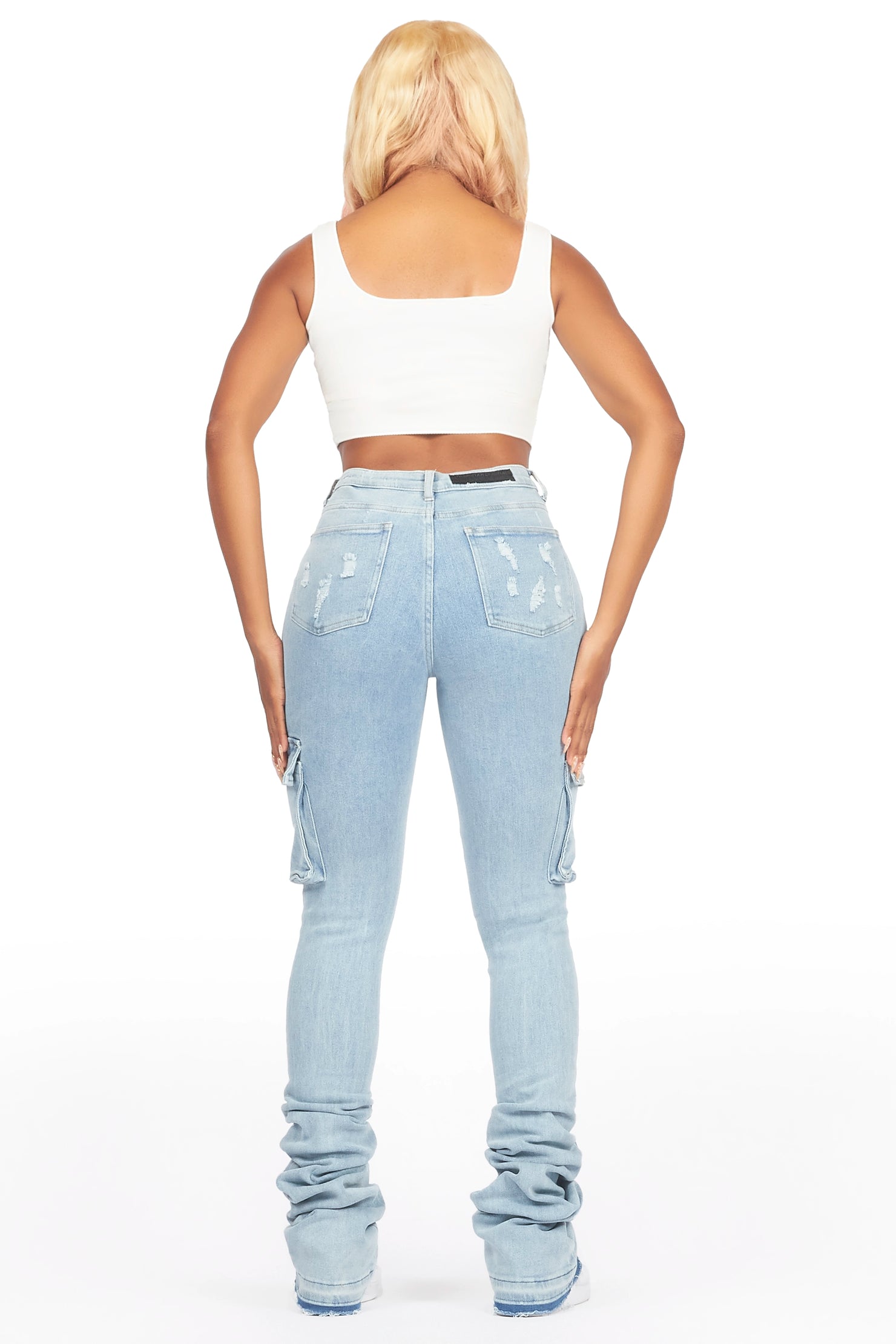 Noor Light Wash Cargo Super Stacked Jean