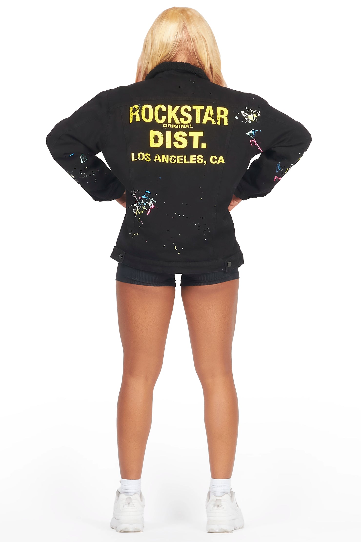 Cozmo Black Painted Denim Jacket