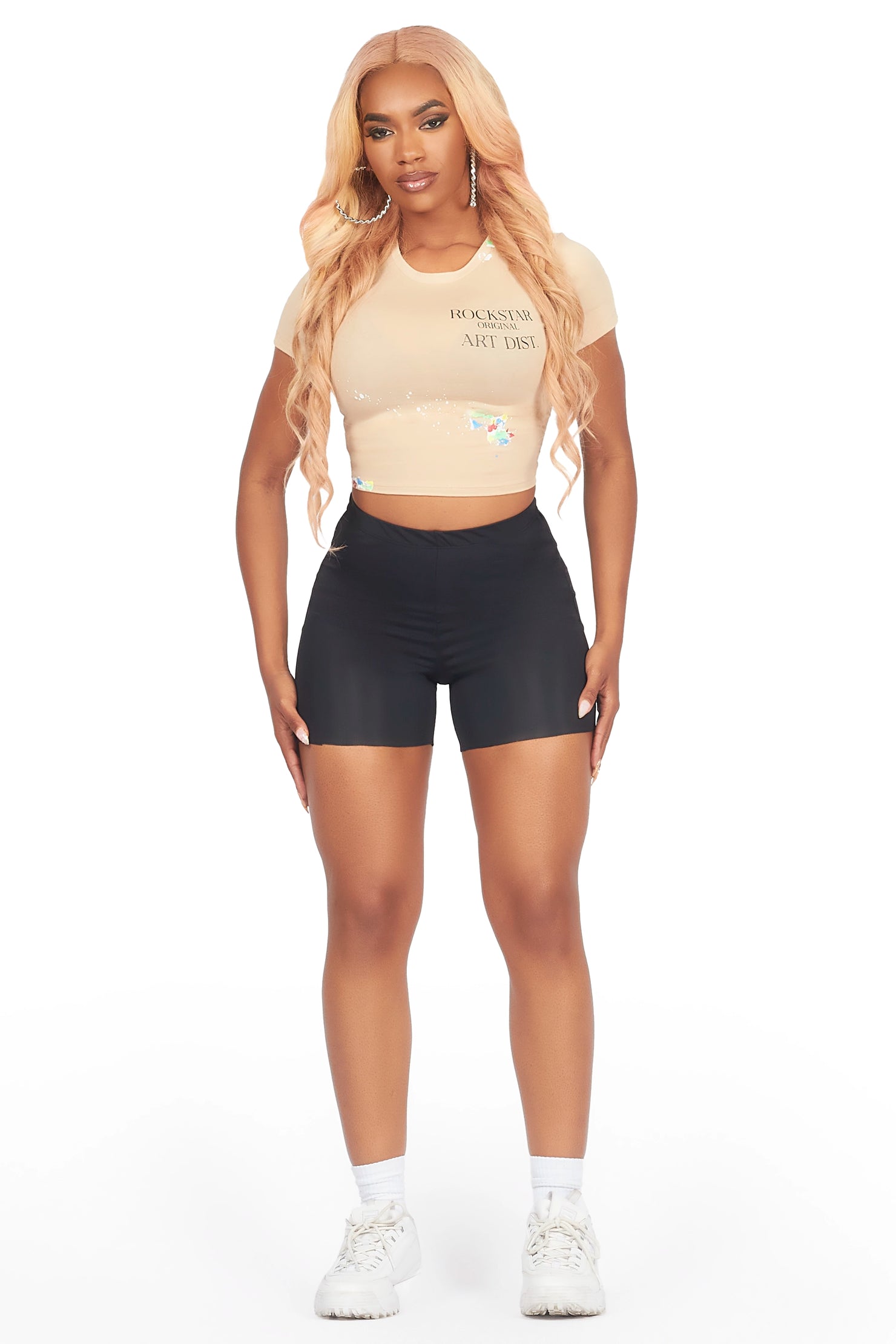 Lashina Tan Crop T-Shirt