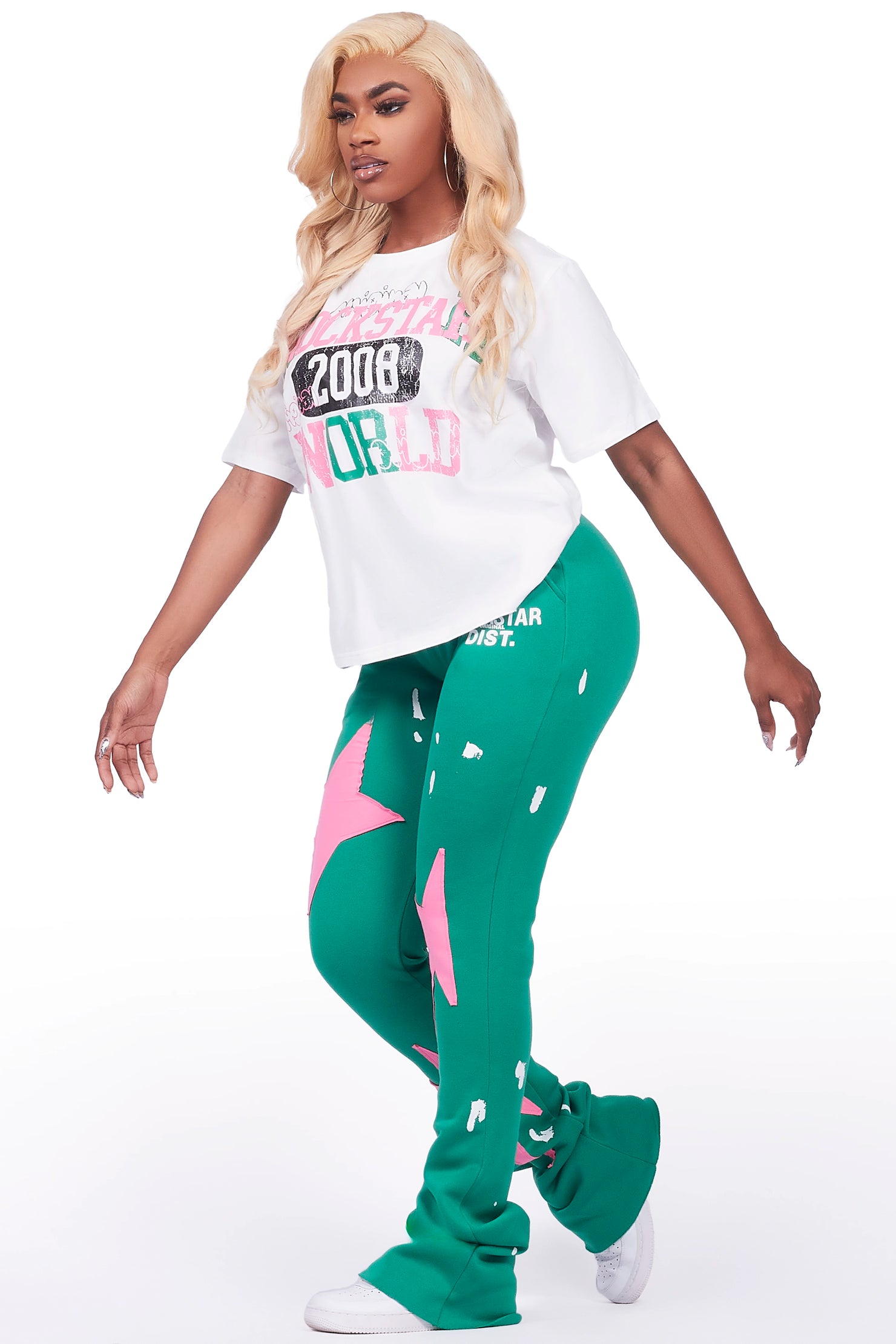 Aliyah White/Green T-Shirt Trackset