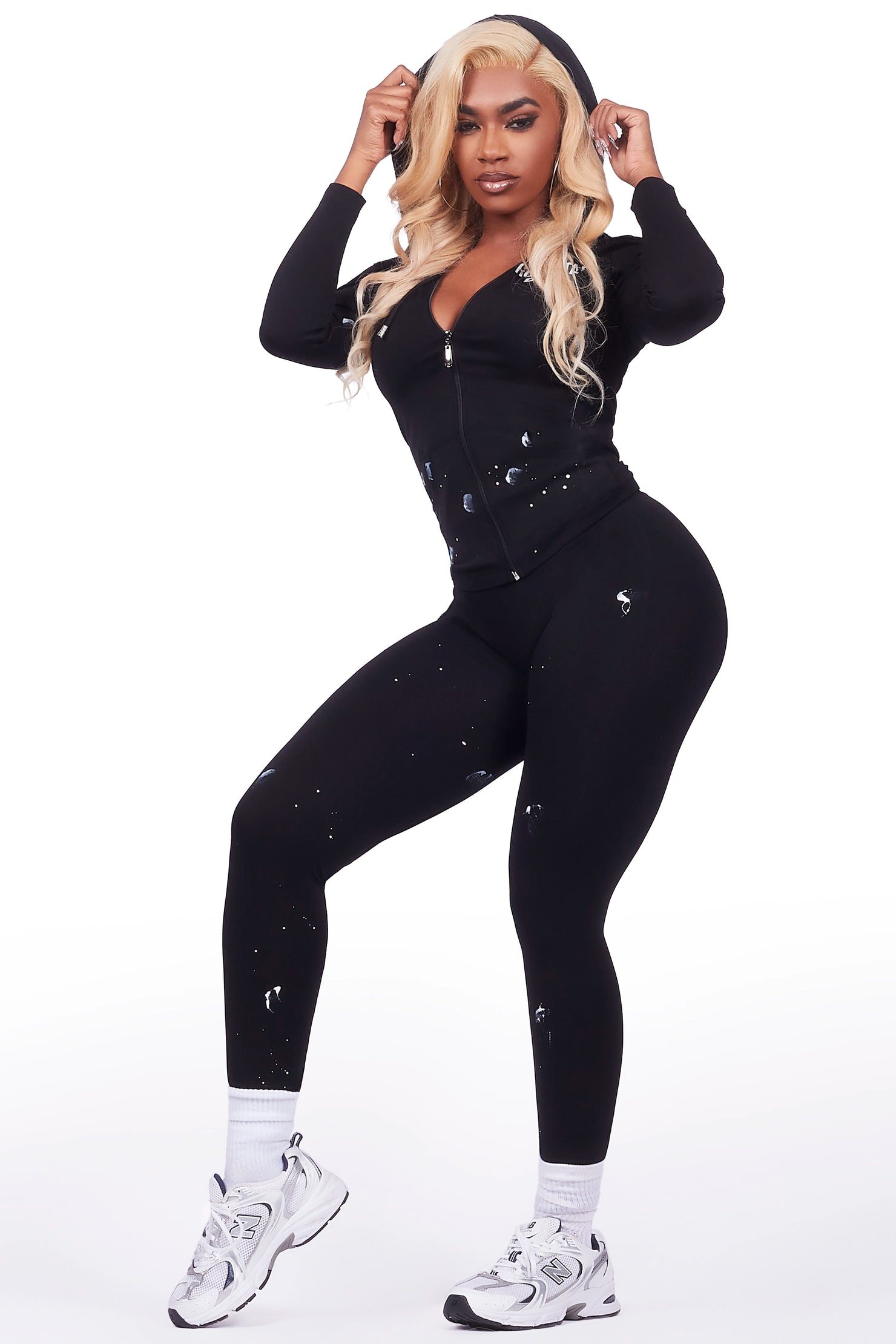 Verlena Black Painted Active Set