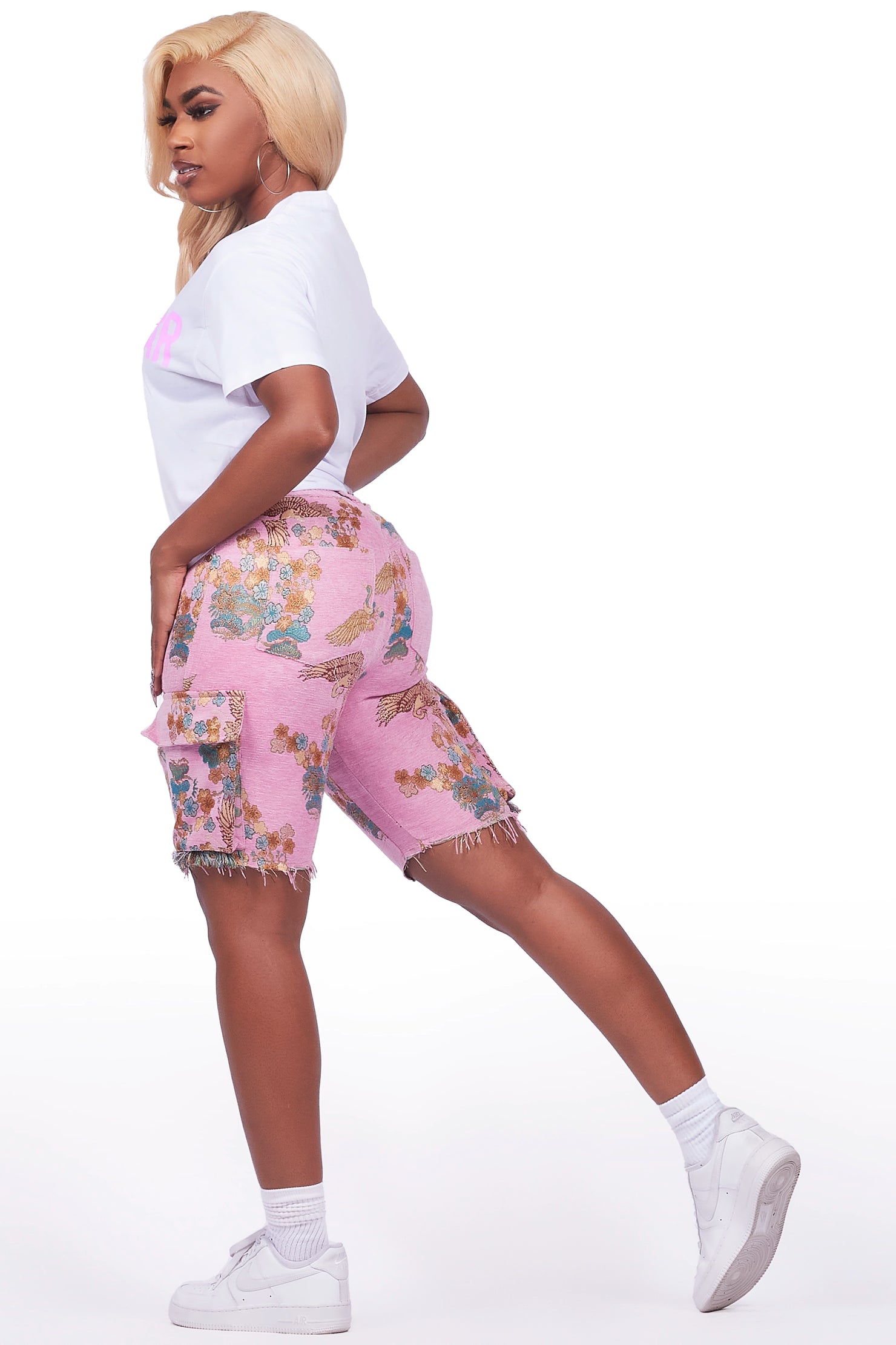 Vatasha White/Pink T-Shirt Short Set