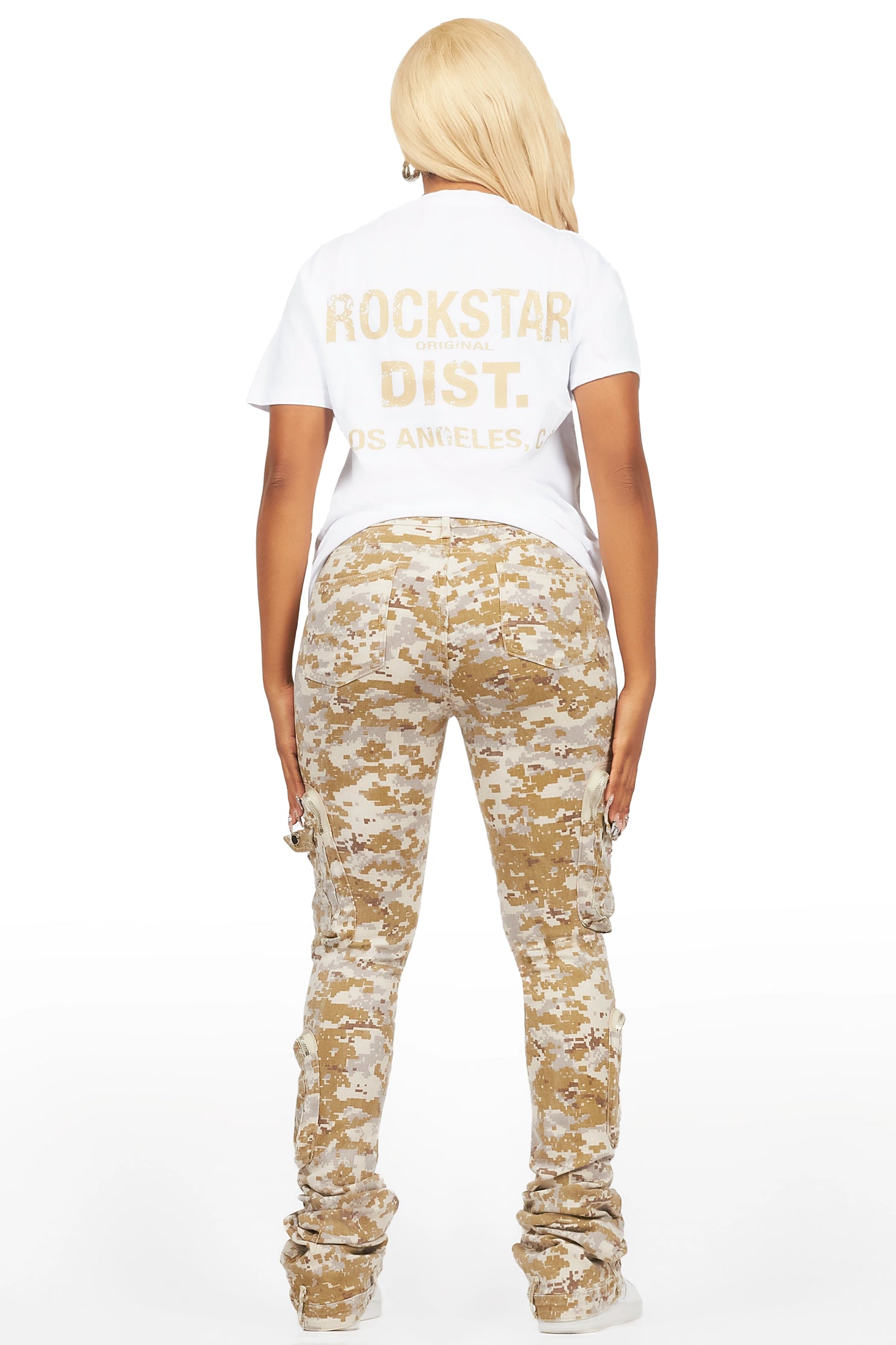 Sharee White/Beige T-Shirt & Jean Set