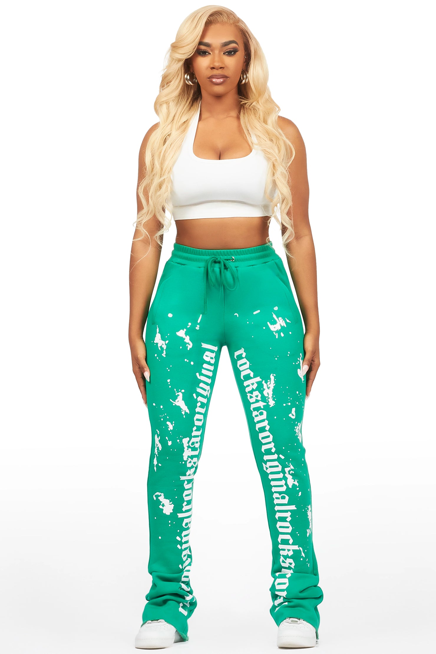 Adwinna Green Super Stacked Track Pant
