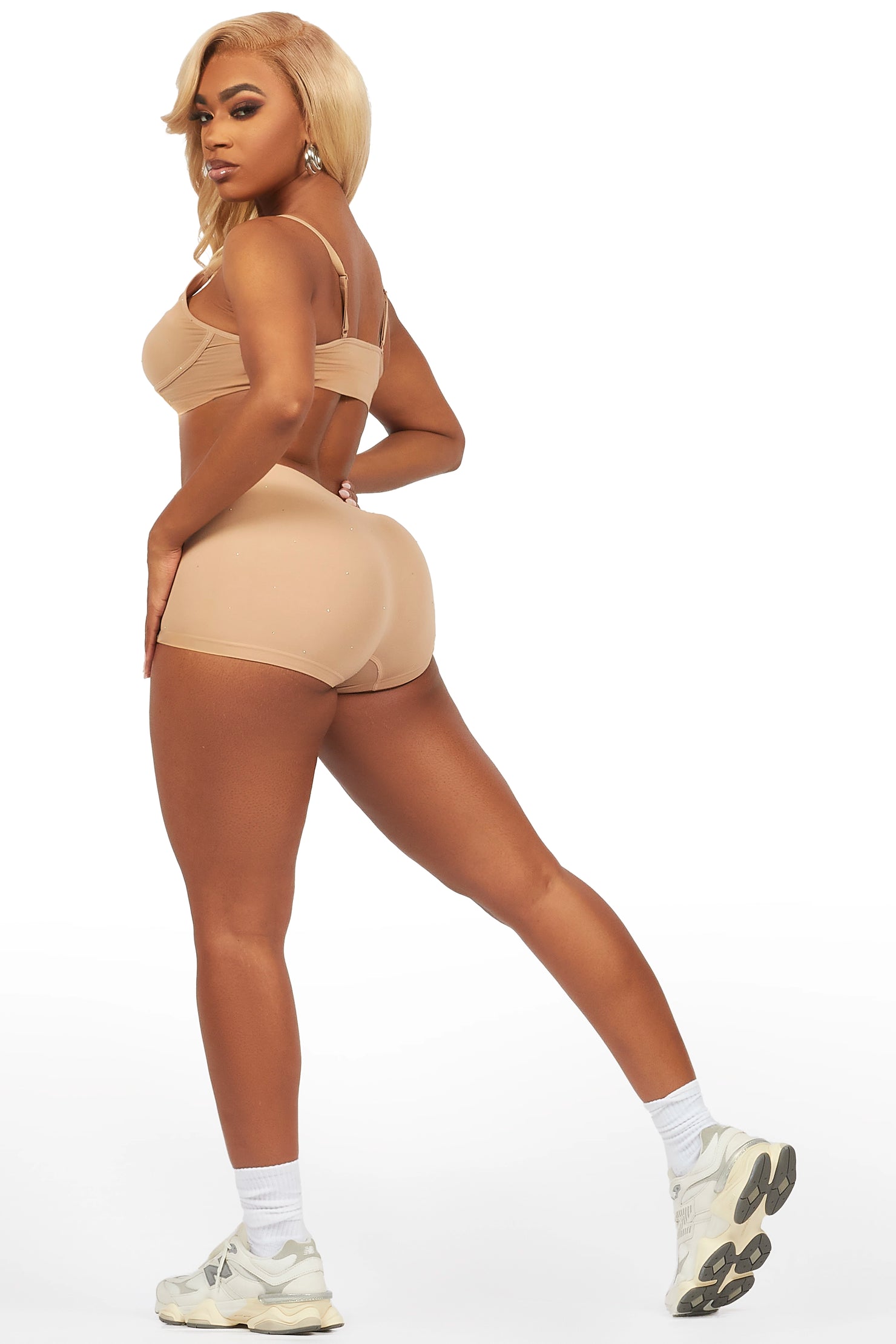 Sierra Tan Rhinestone Bike Short Set