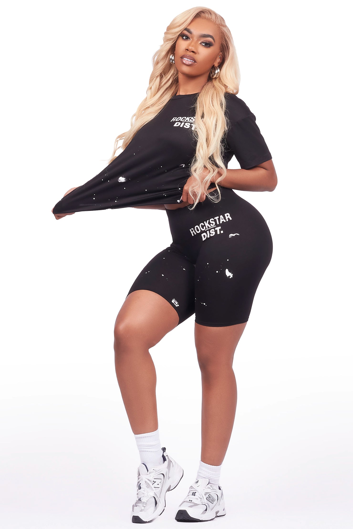 Kiah Black T-Shirt Bike Short Set