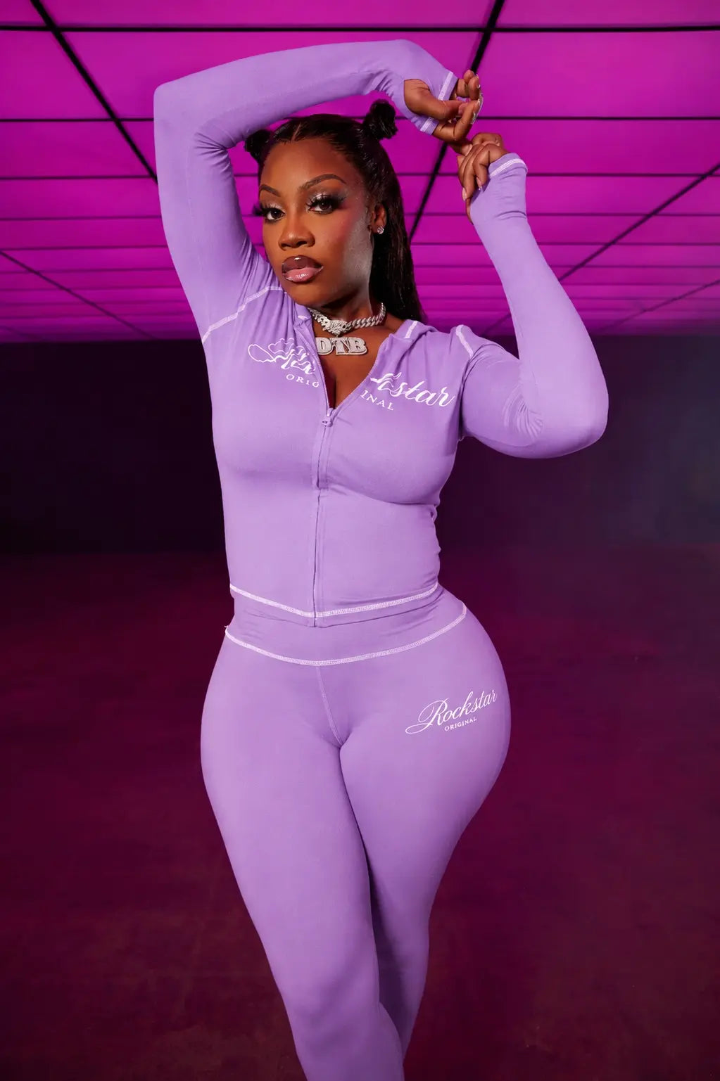 Arzena Purple Zip Up Lounge Track Set